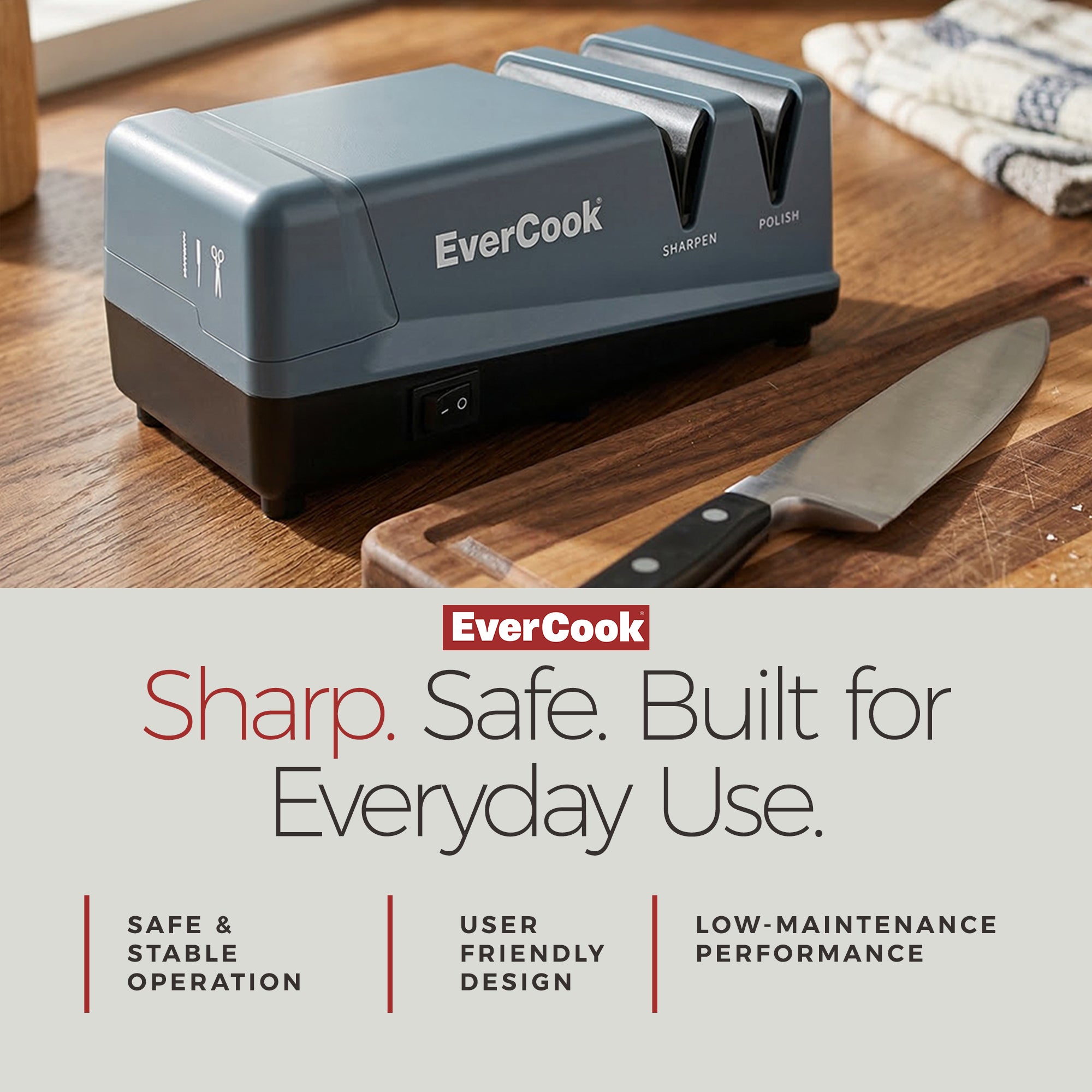 EverCook Electric Knife Sharpener, 2-Stage Ceramic Wheels, Multi-Tool Sharpening