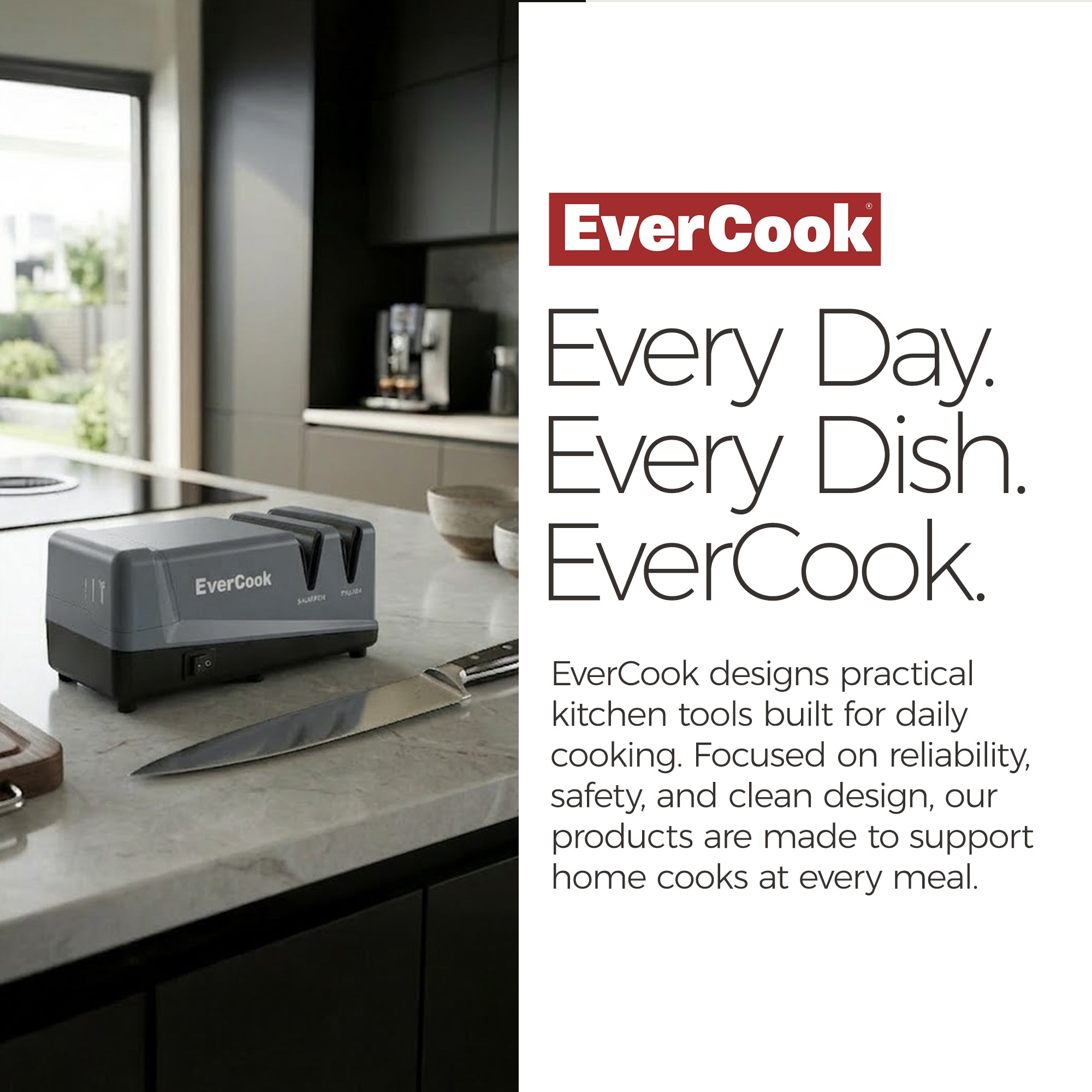 EverCook Electric Knife Sharpener, 2-Stage Ceramic Wheels, Multi-Tool Sharpening