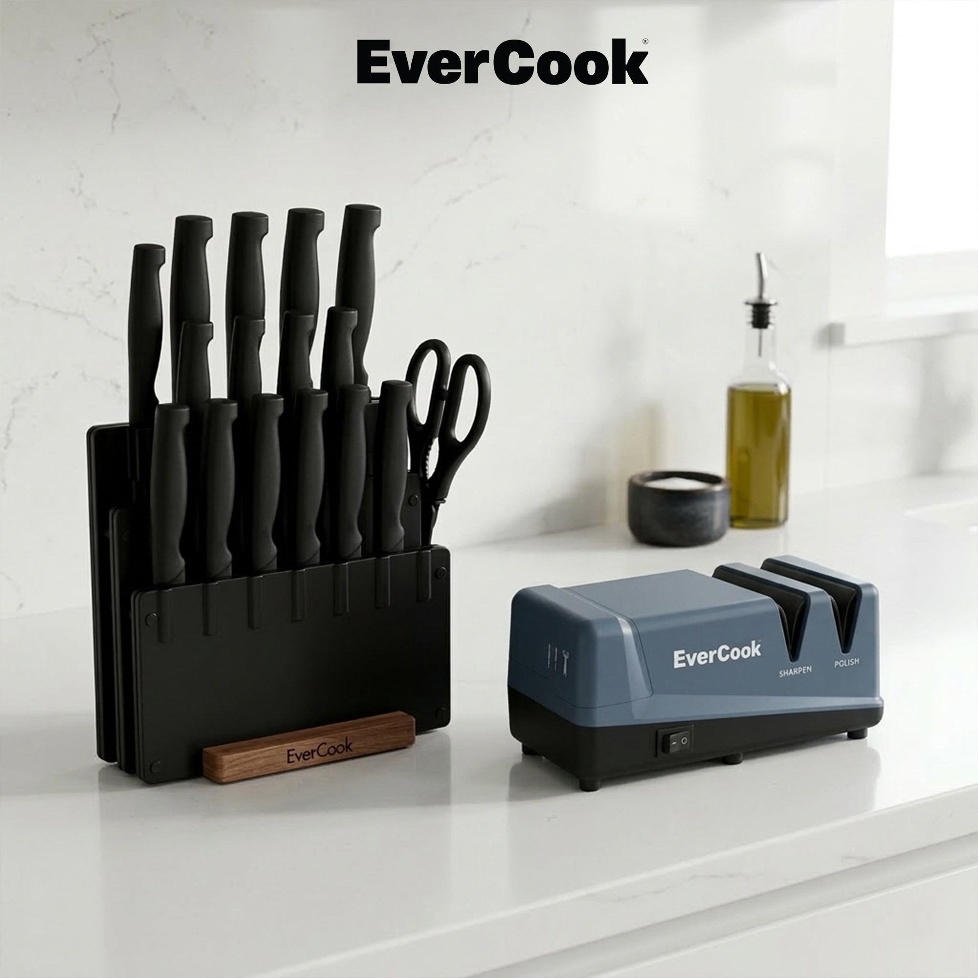 EverCook Electric Knife Sharpener, 2-Stage Ceramic Wheels, Multi-Tool Sharpening