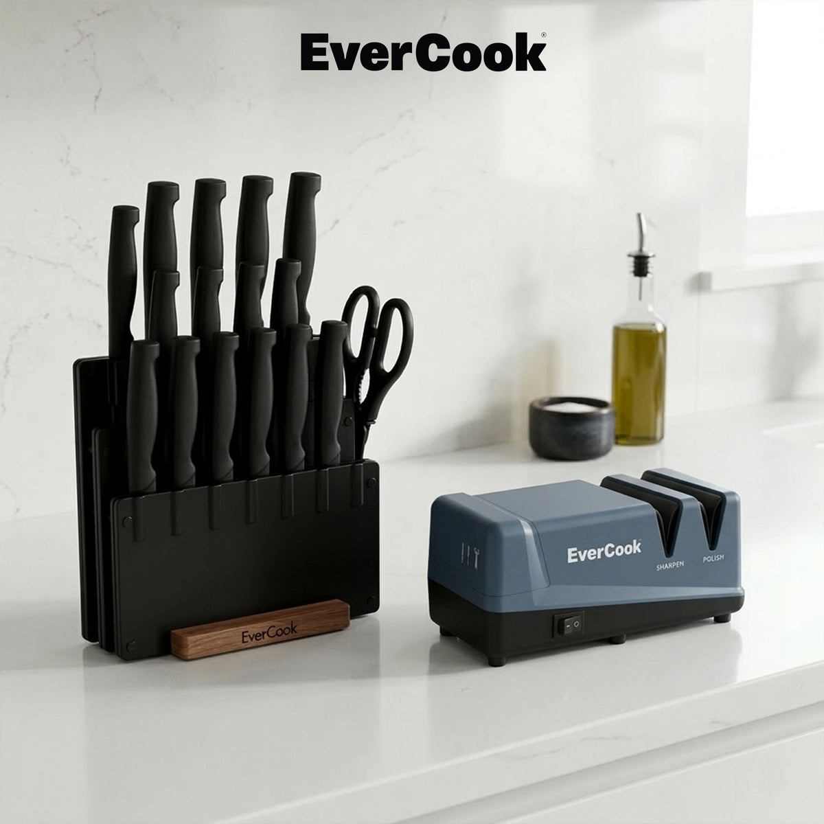 EverCook Electric Knife Sharpener, 2-Stage Ceramic Wheels, Multi-Tool (Open Box)