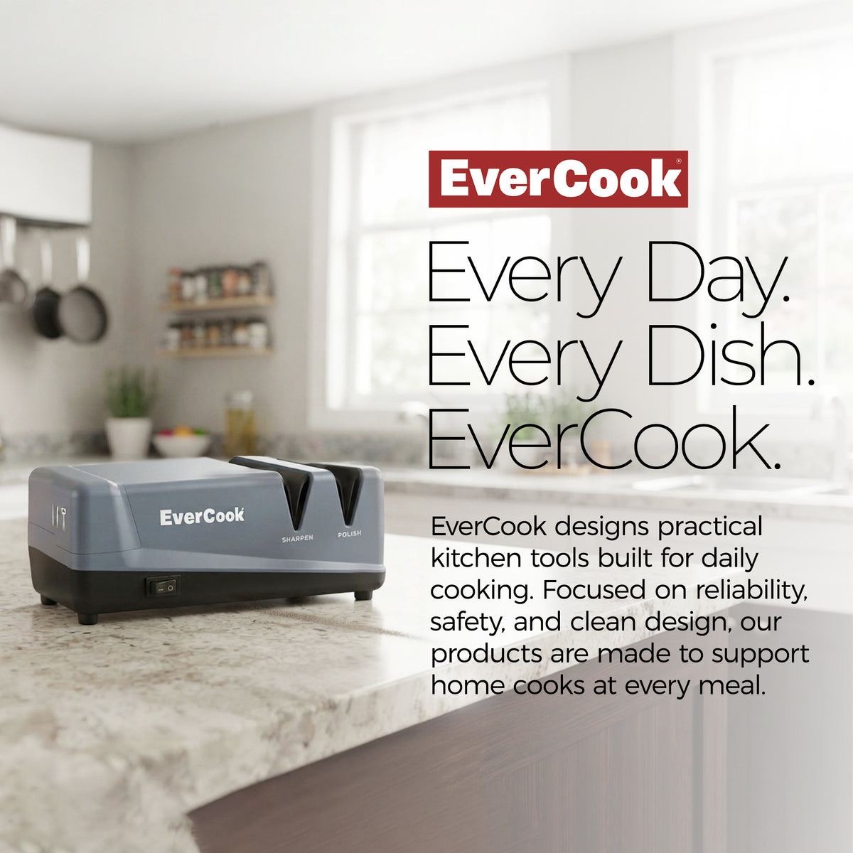 EverCook Electric Knife Sharpener, 2-Stage Ceramic Wheels, Multi-Tool Sharpening