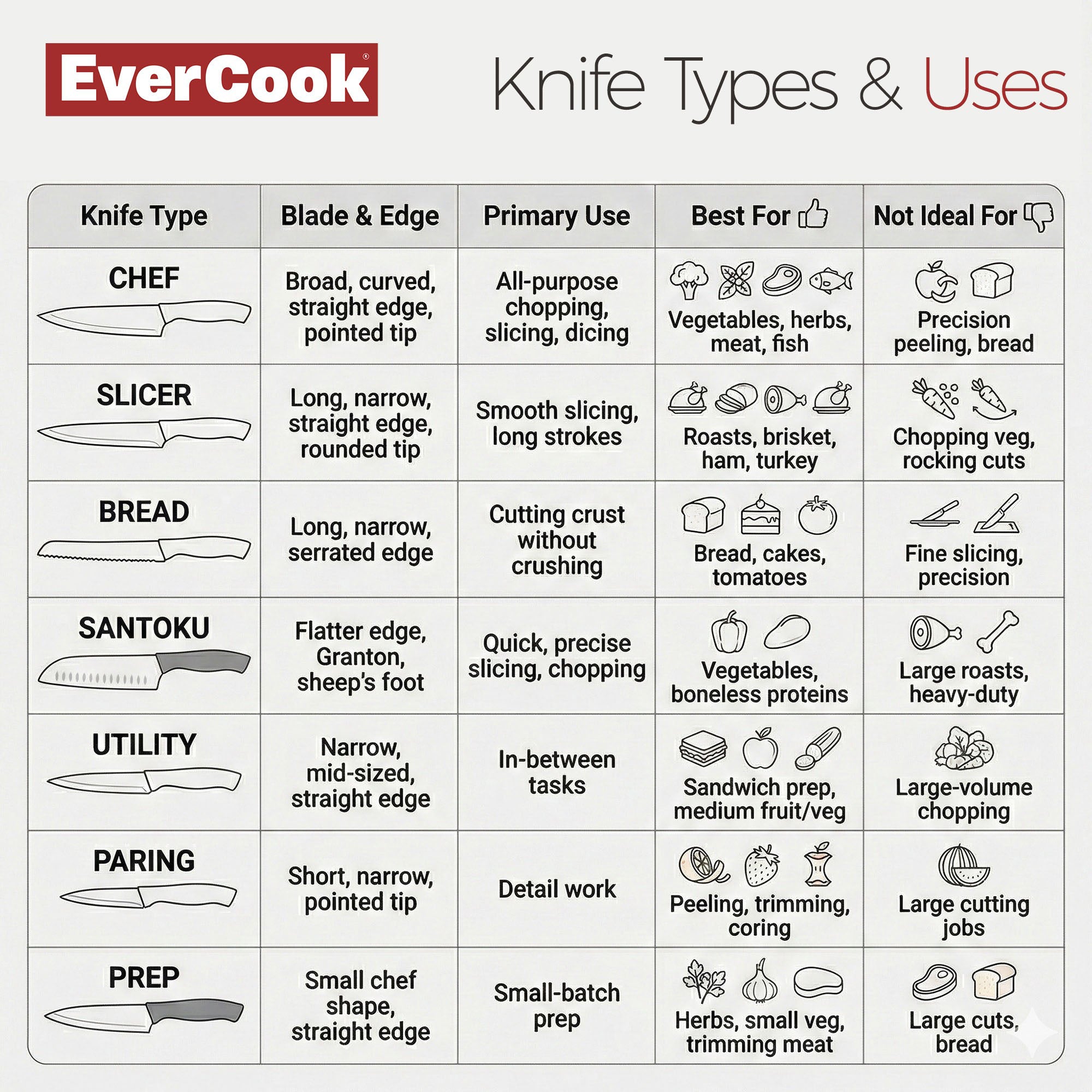 EverCook 12-Piece Kitchen Knife Set with Blade Sheaths, Stainless Steel, Black - VMInnovations