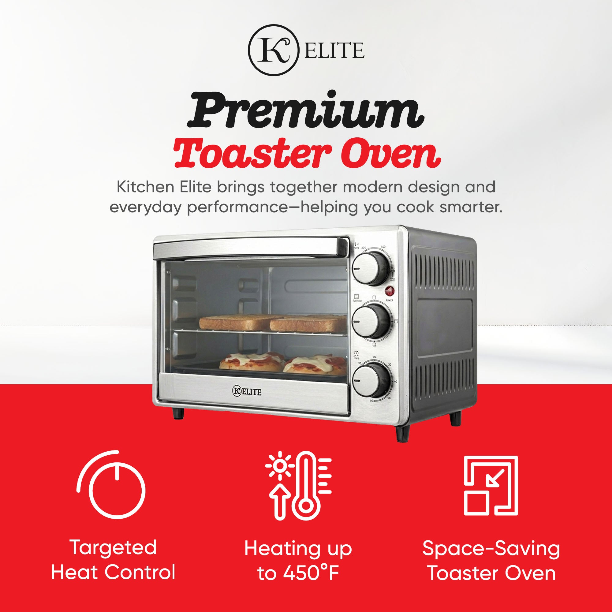 Kitchen Elite 6-Slice Compact Countertop Toaster Oven, Stainless Tray (Used) - VMInnovations