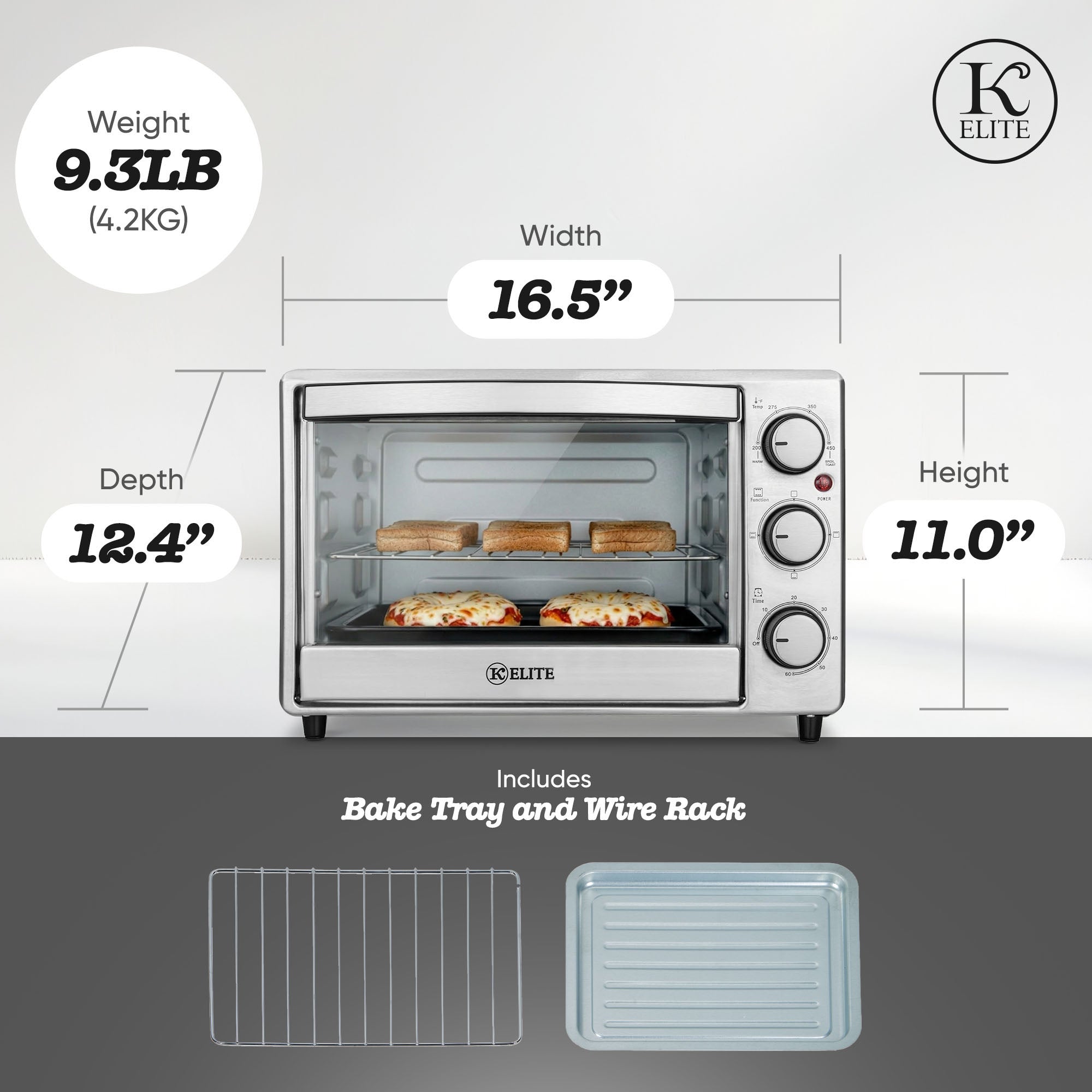 Kitchen Elite 6-Slice Compact Countertop Toaster Oven with Tray (Open Box)