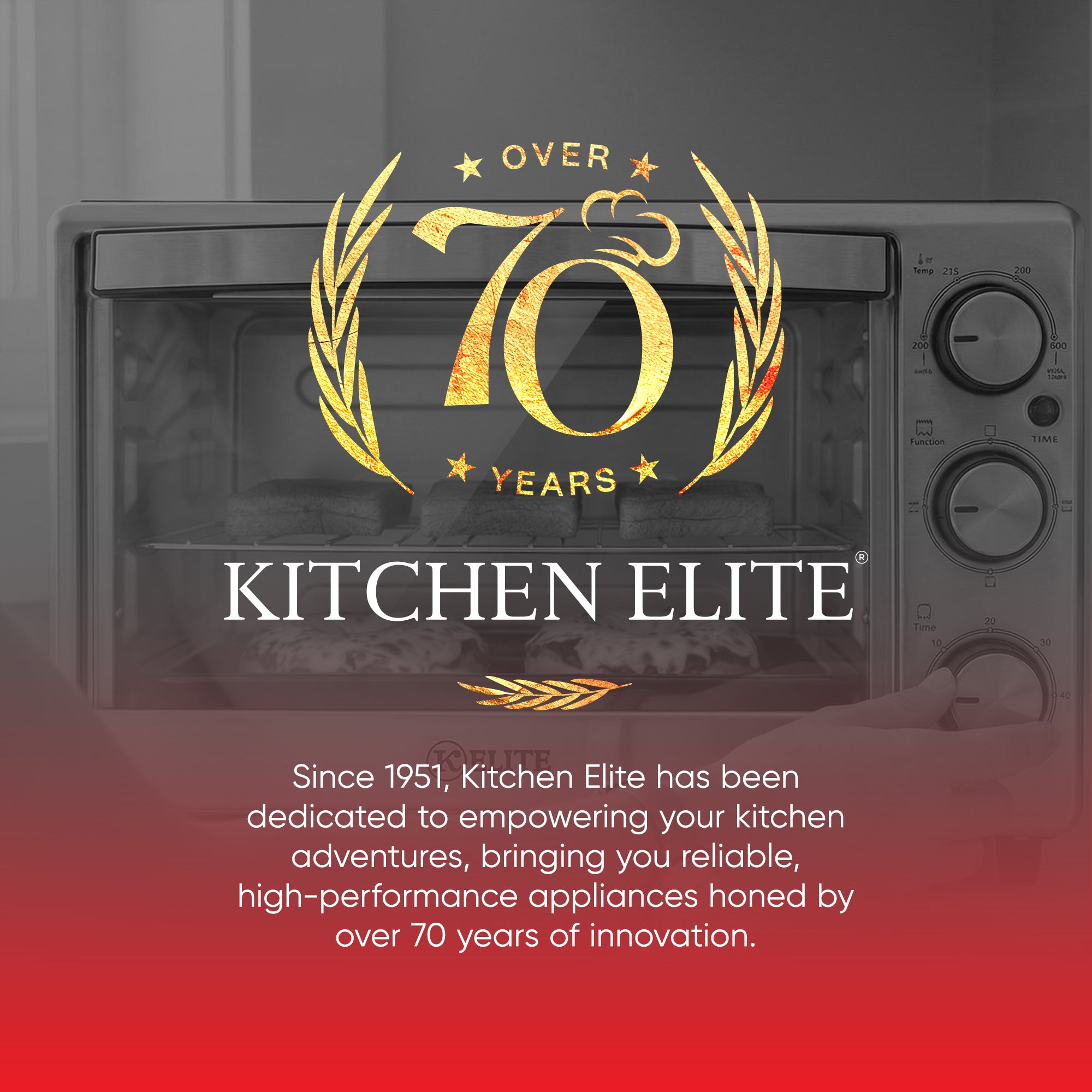 Kitchen Elite 6-Slice Compact Countertop Toaster Oven, Stainless Tray (Used)