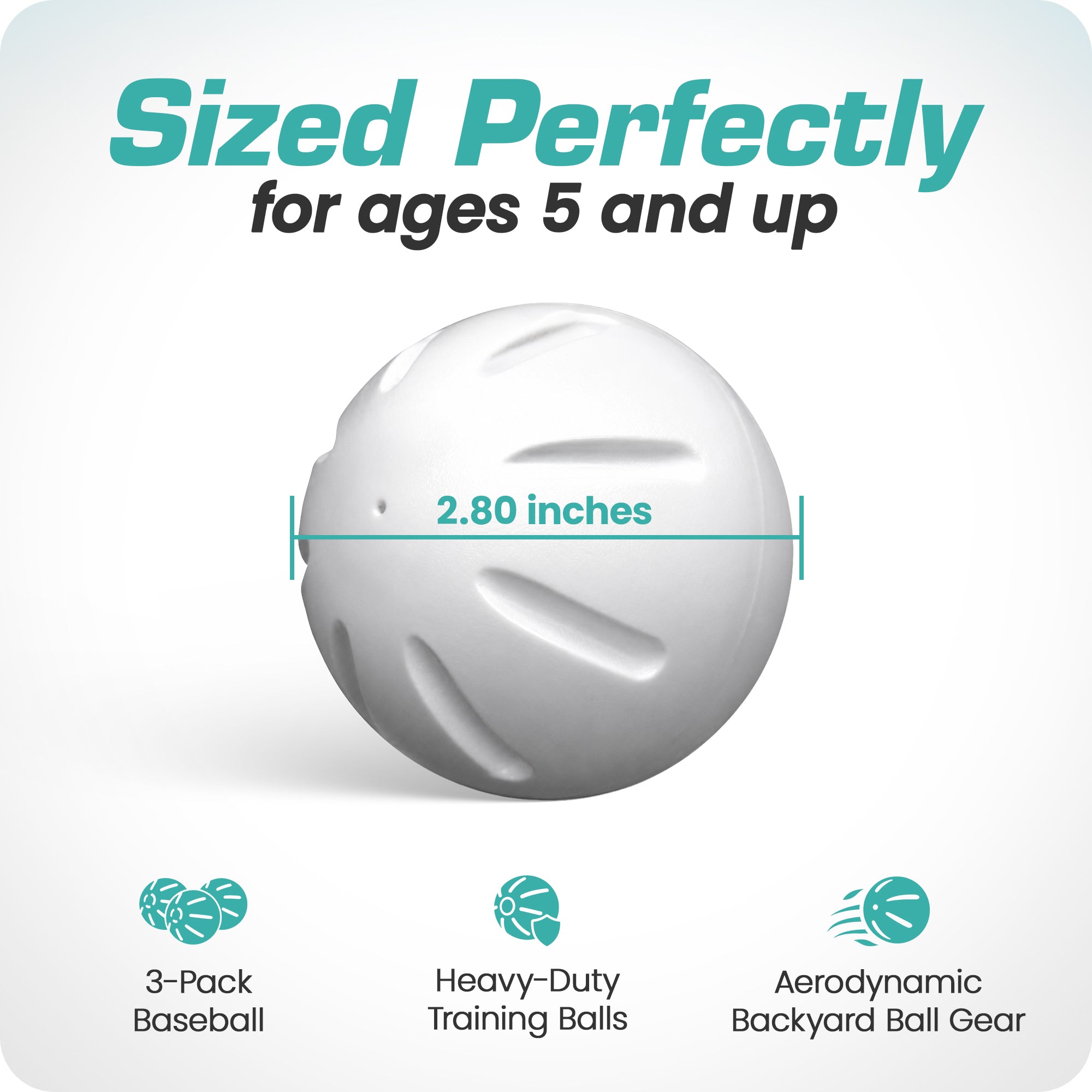 Union Products Blazer Ball 2.80-Inch Baseball Training Set, White, 3 Pack