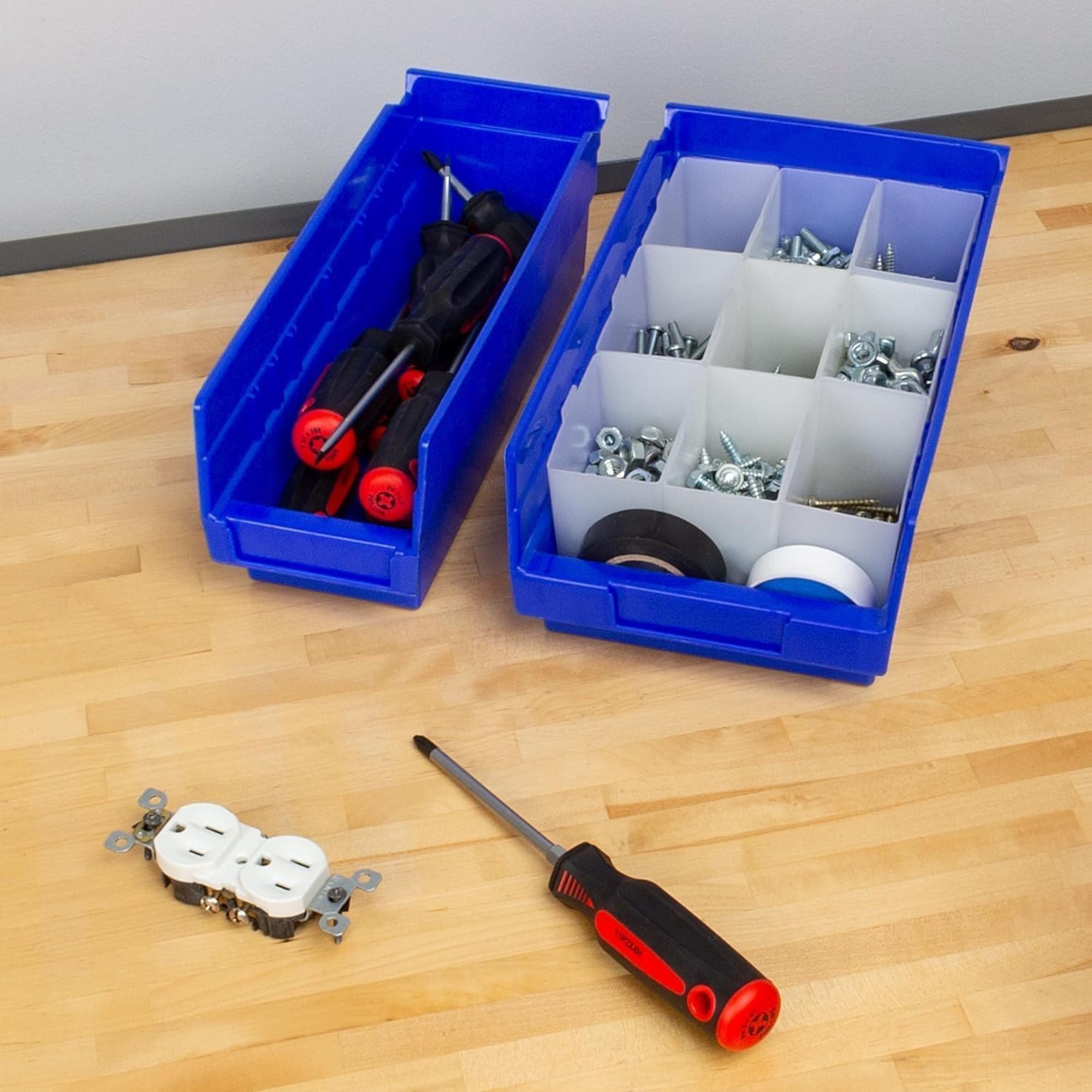 Akro-Mils 24 Pack Plastic Storage Shelf Bins, Space-Saving Organizers,(Open Box) - VMInnovations
