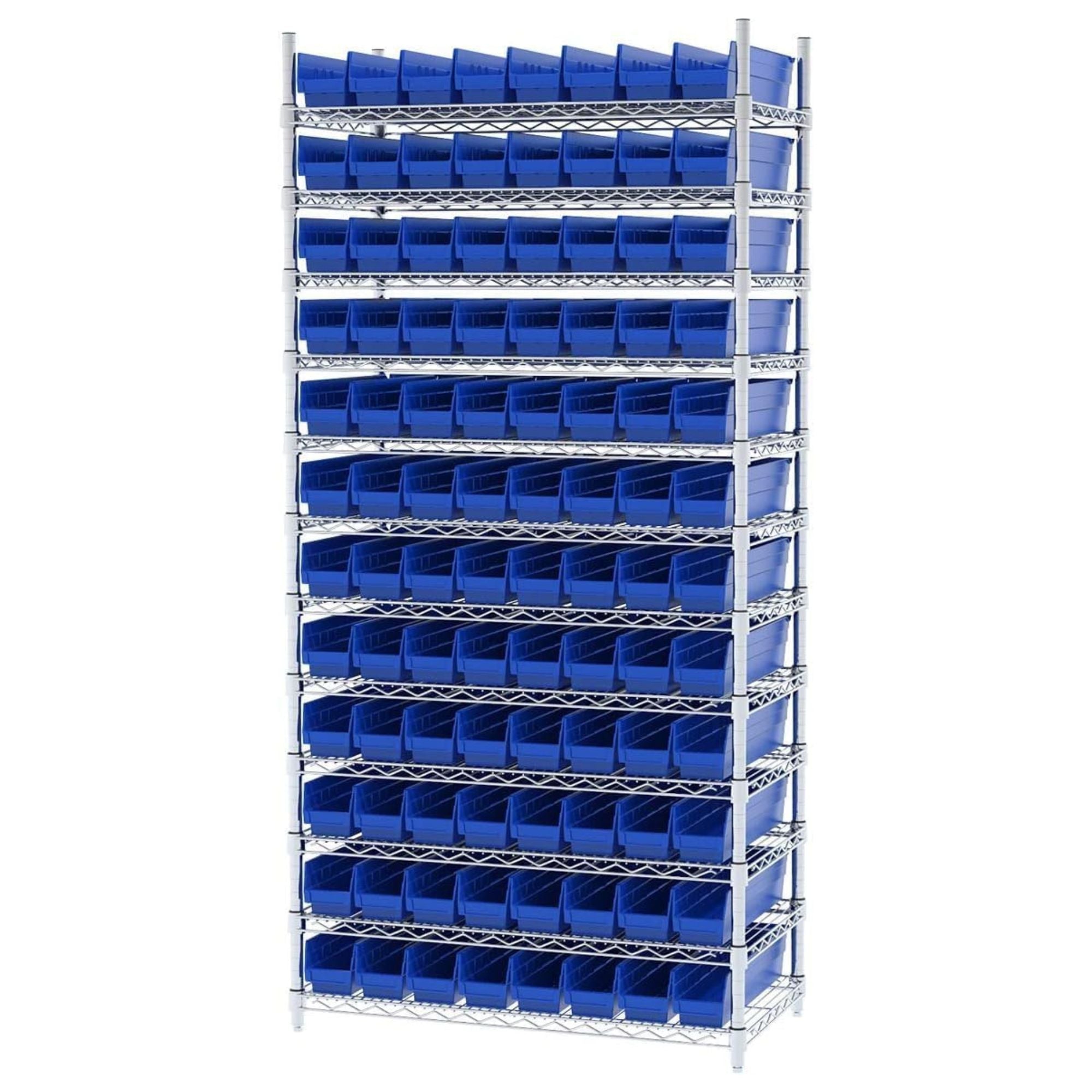 Akro-Mils 12 Pack Plastic Storage Shelf Bins, Space-Saving Organizers, Blue