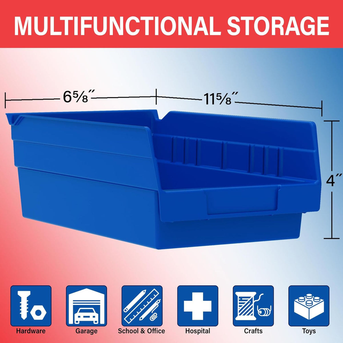 Akro-Mils 12 Pk AkroBins Plastic Storage Bins, Space-Saving Organizers(Open Box)