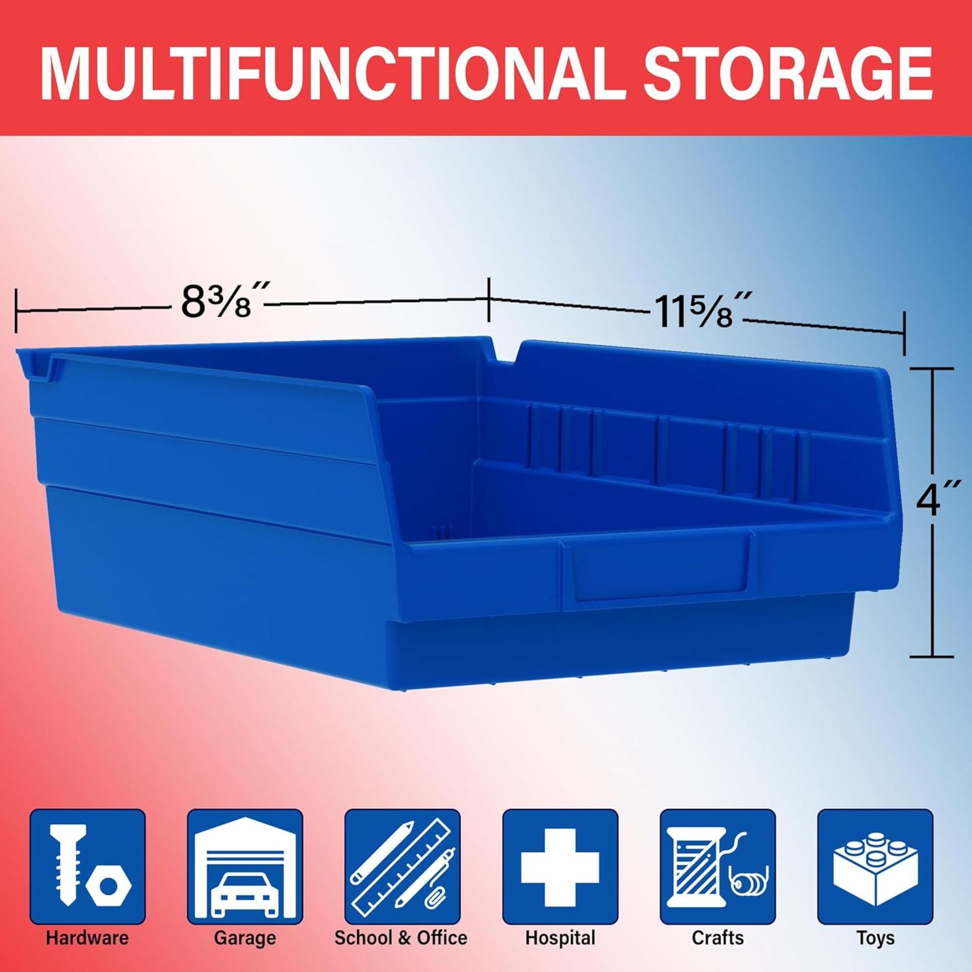 Akro-Mils 12 Pack Plastic Storage Shelf Bins, Space-Saving Organizers,(Open Box)