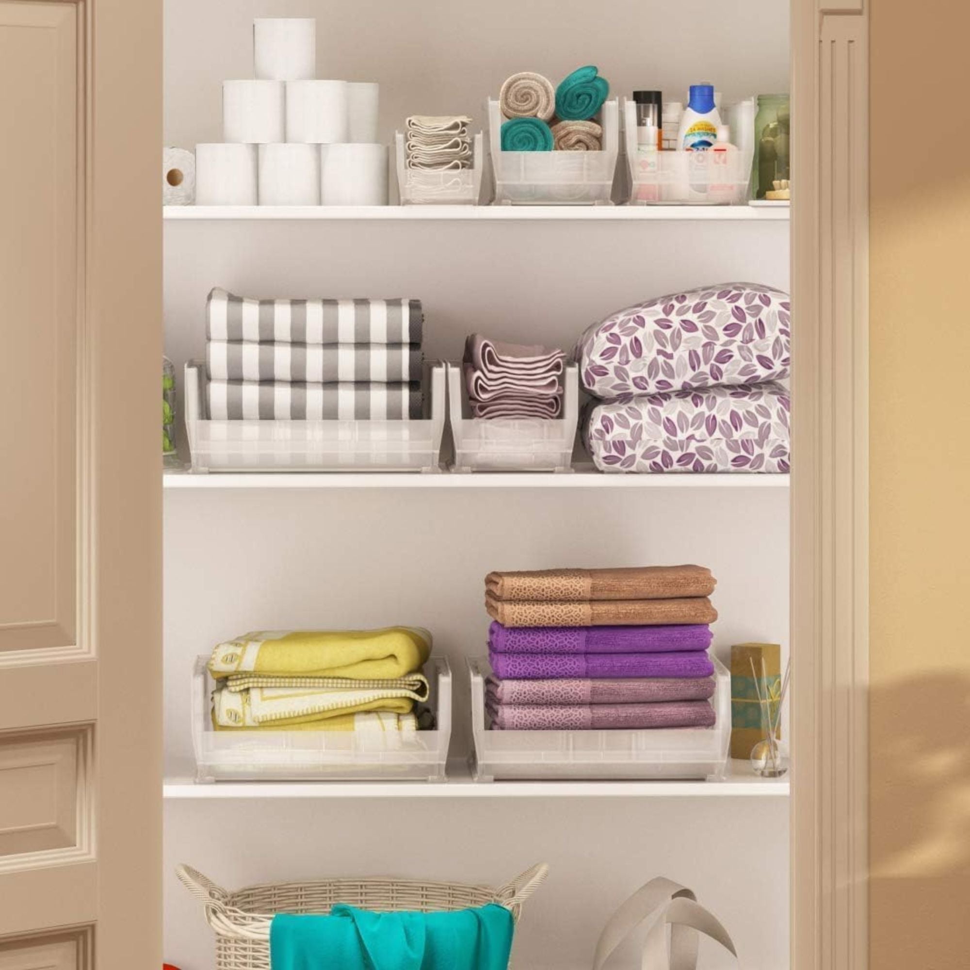 Akro-Mils 12 Pk AkroBins Plastic Storage Bins, Space-Saving Organizers(Open Box)