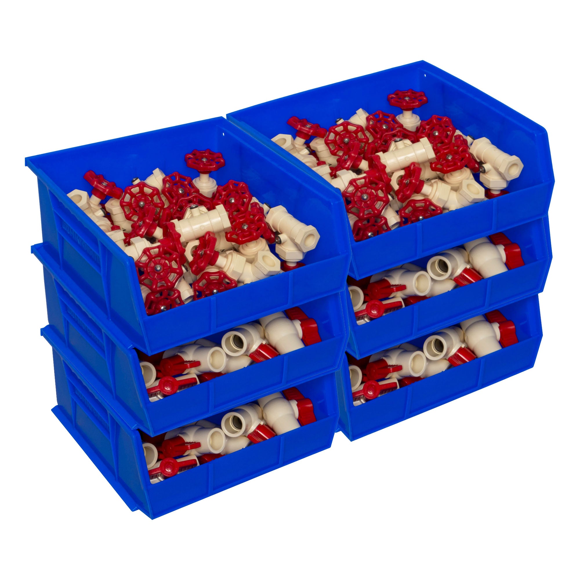 Akro-Mils 6 Pack AkroBins Plastic Storage Bins, Space-Saving Organizers, Blue - VMInnovations