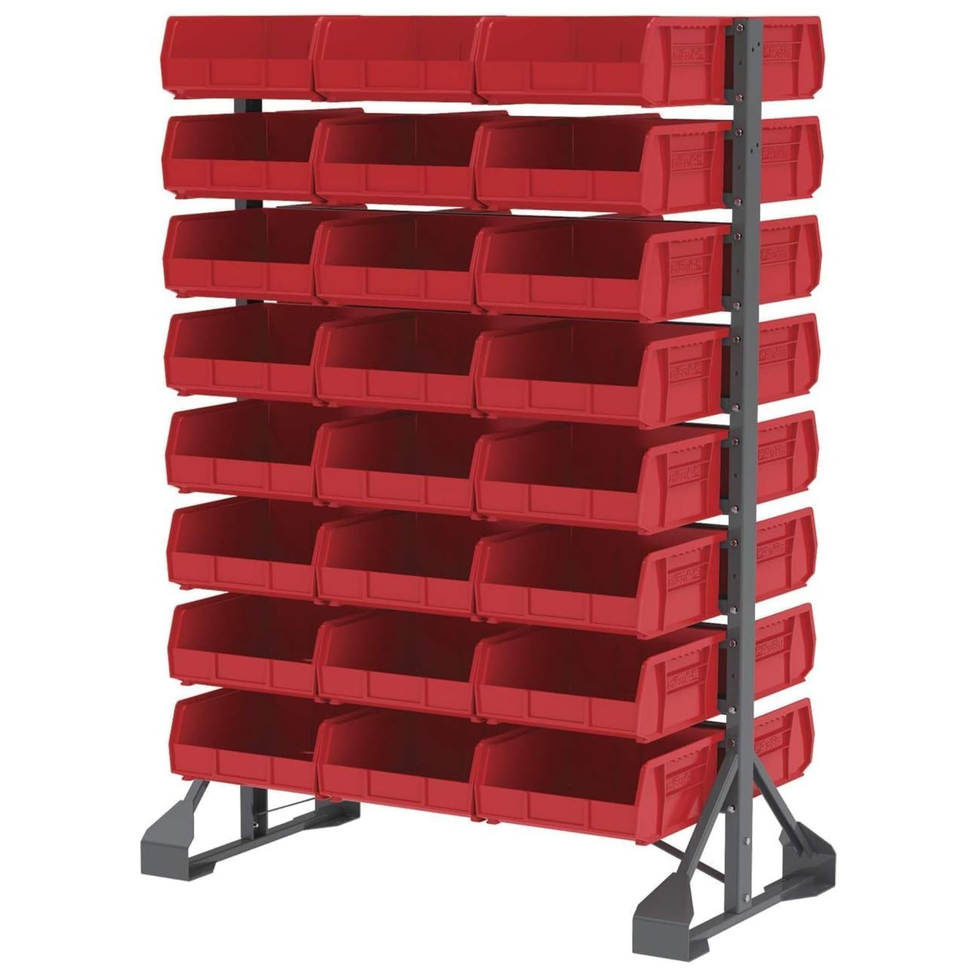 Akro-Mils 6 Pack AkroBins Plastic Storage Bins, Space-Saving Organizers, Red - VMInnovations