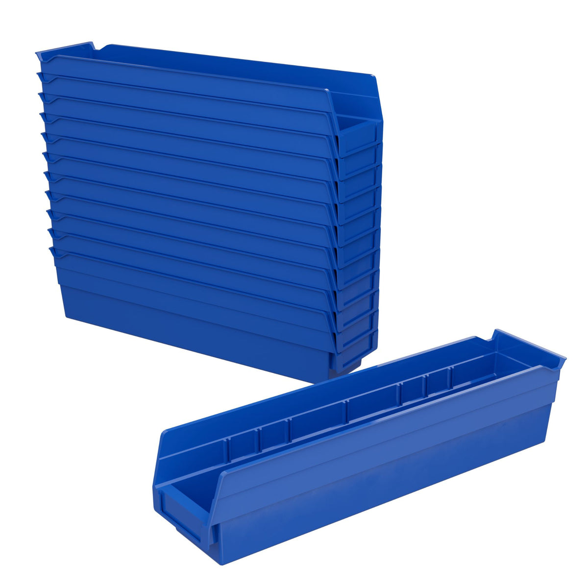 Akro-Mils 12 Pack Plastic Storage Shelf Bins, Space-Saving Organizers, Blue