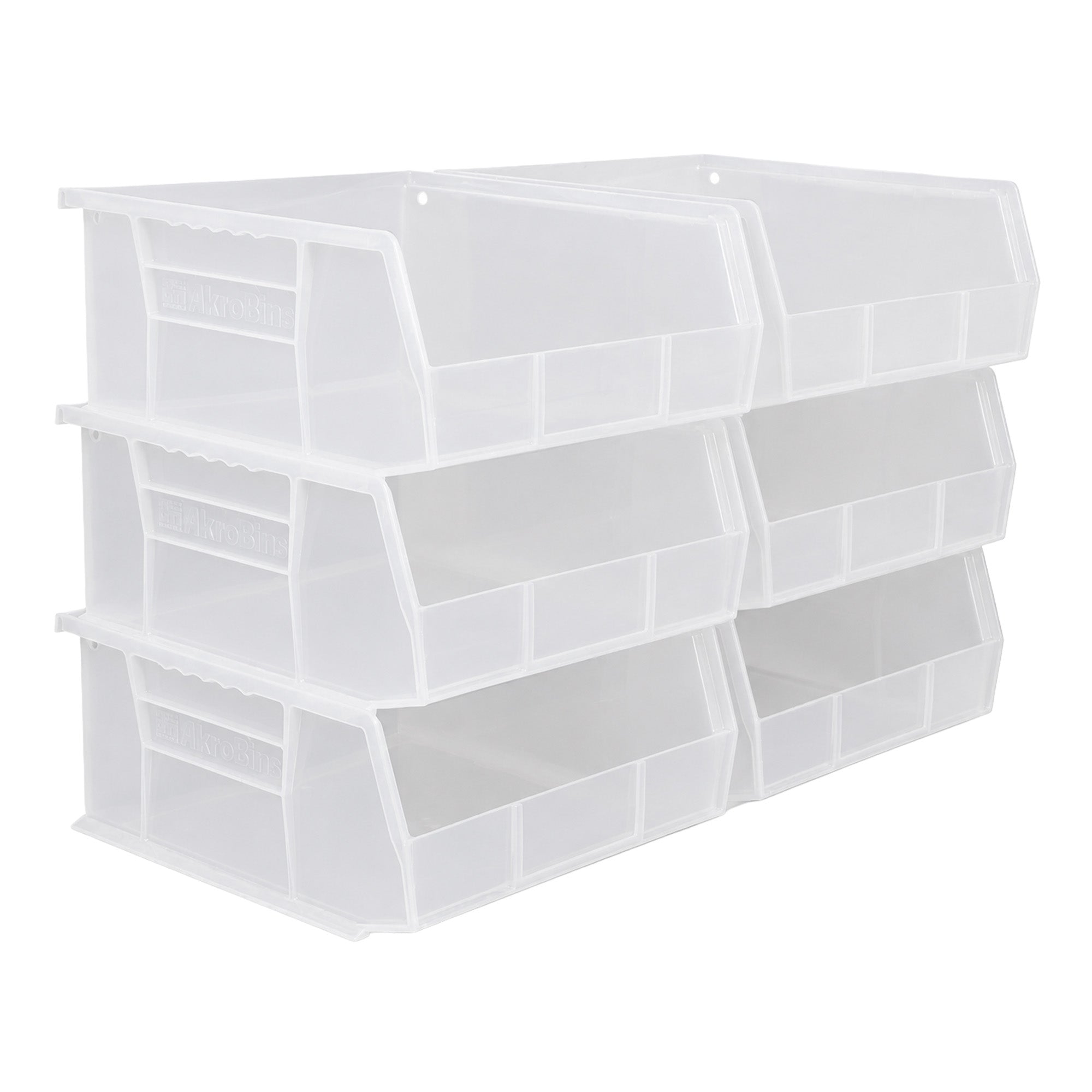 Akro-Mils 6 Pack AkroBins Plastic Storage Bins, Space-Saving Organizers, Clear - VMInnovations