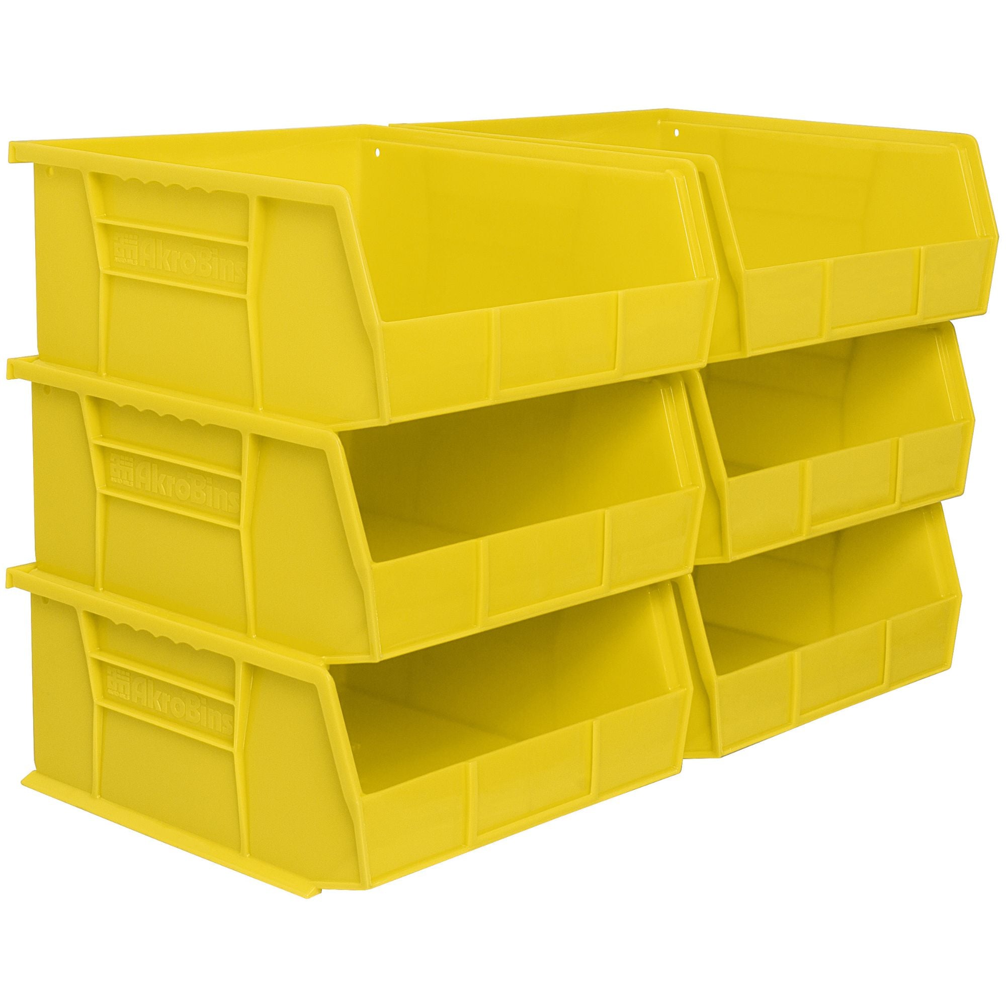 Akro-Mils 6 Pk AkroBins Plastic Storage Bins, Space-Saving Organizers (Open Box)