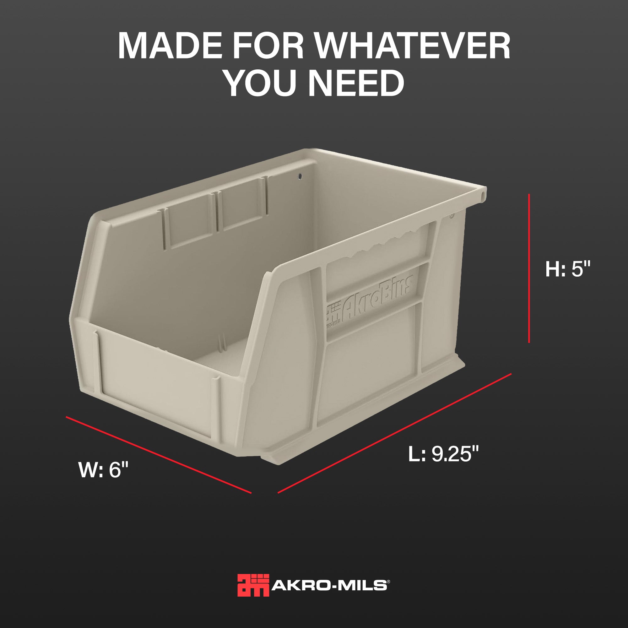 Akro-Mils 12 Pack AkroBins Plastic Storage Bins, Space-Saving Organizers, Stone - VMInnovations