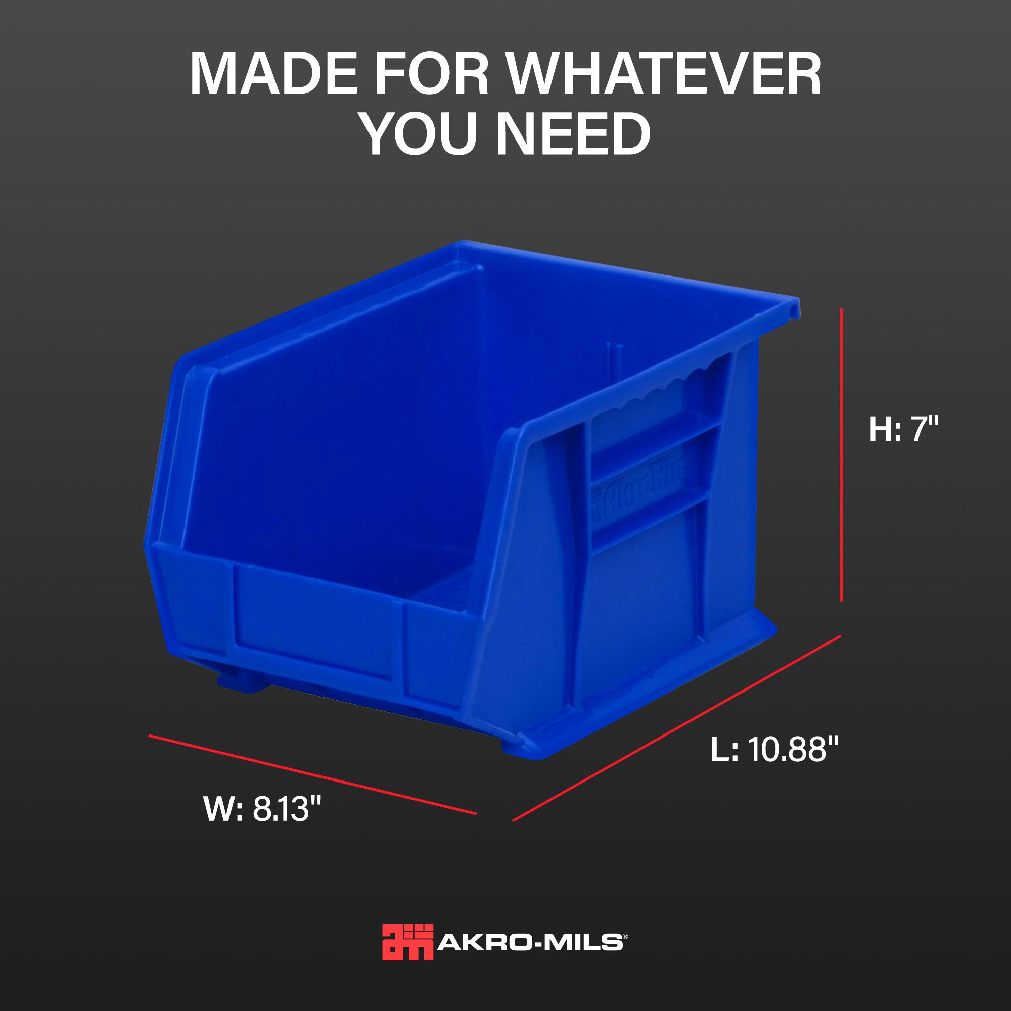 Akro-Mils 6 Pack AkroBins Plastic Storage Bins, Space-Saving Organizers, Blue - VMInnovations