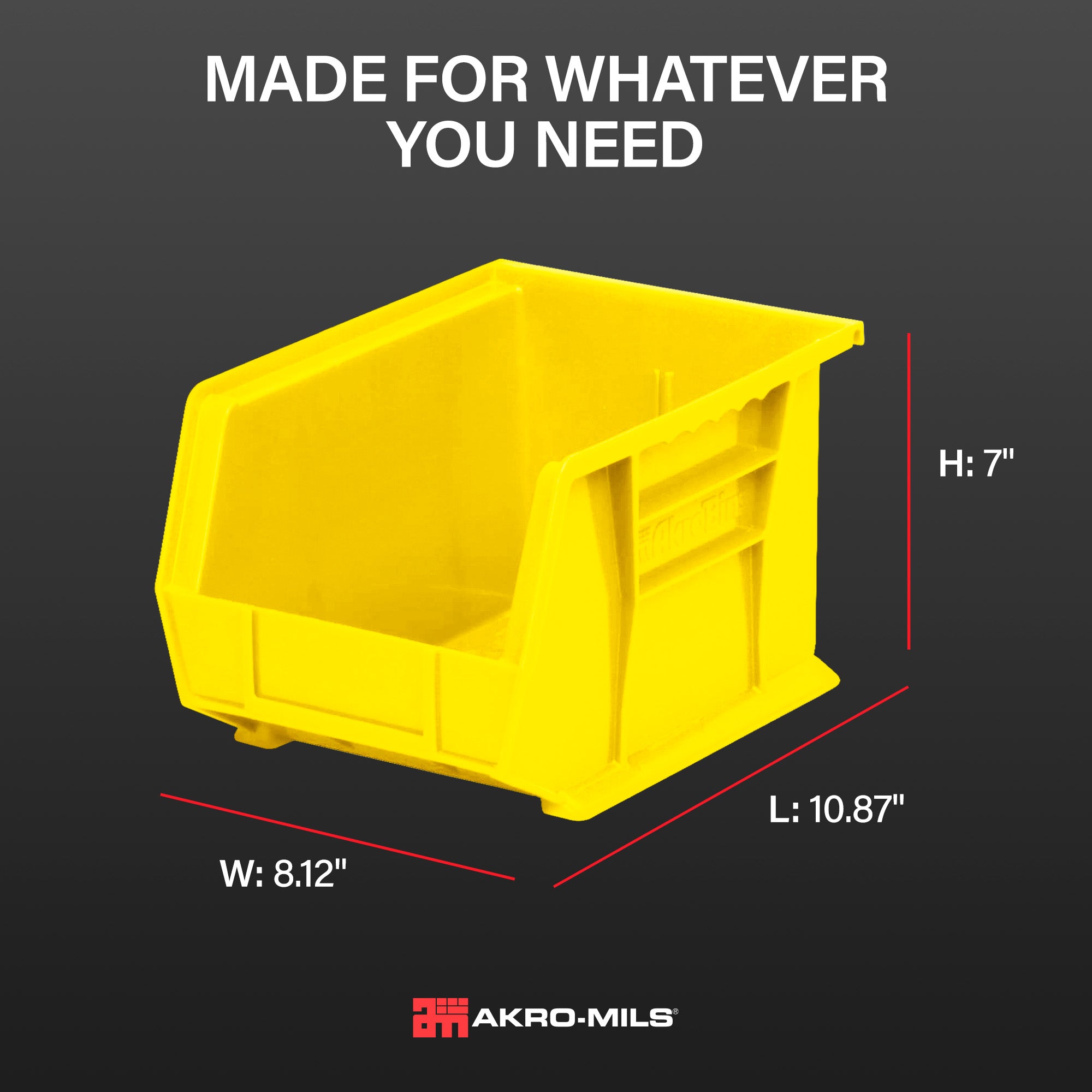 Akro-Mils 6 Pack AkroBins Plastic Storage Bins, Space-Saving Organizers, Yellow - VMInnovations