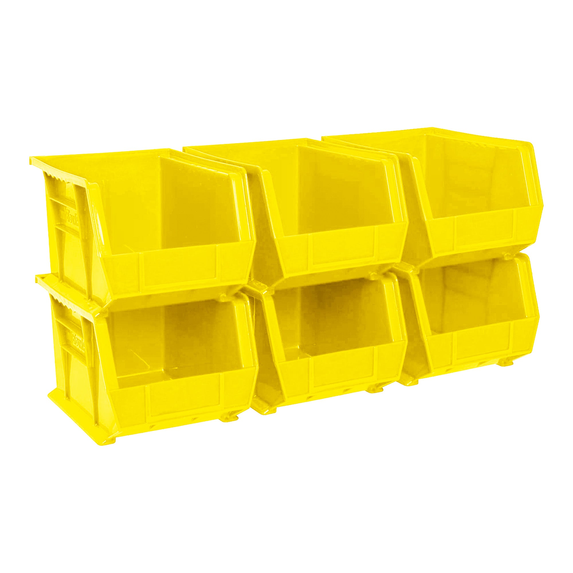Akro-Mils 6 Pack AkroBins Plastic Storage Bins, Space-Saving Organizers, Yellow - VMInnovations