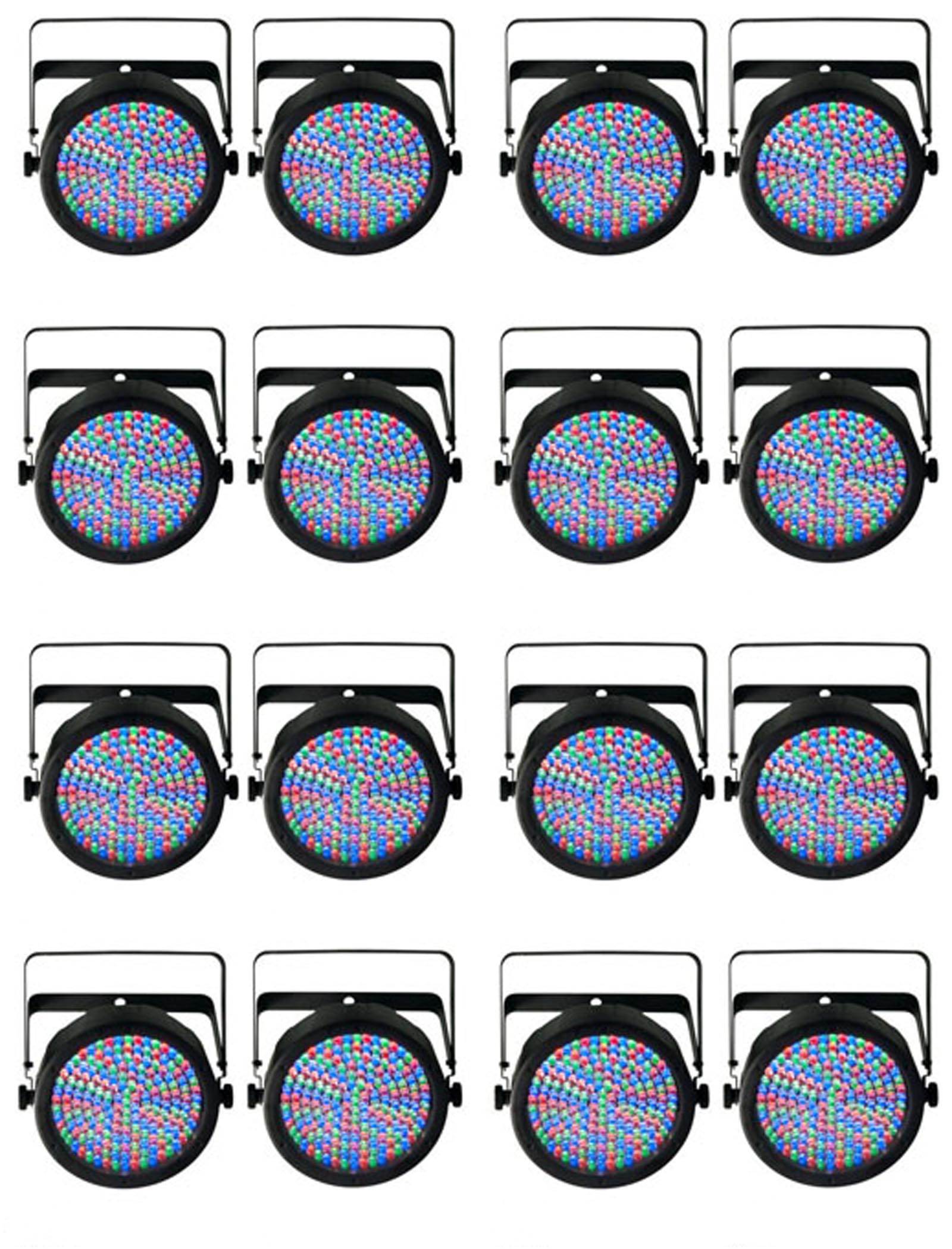 (16) Chauvet DJ SlimPar 64 LED DMX Slim Par Can Stage Pro RGB Lighting Effects