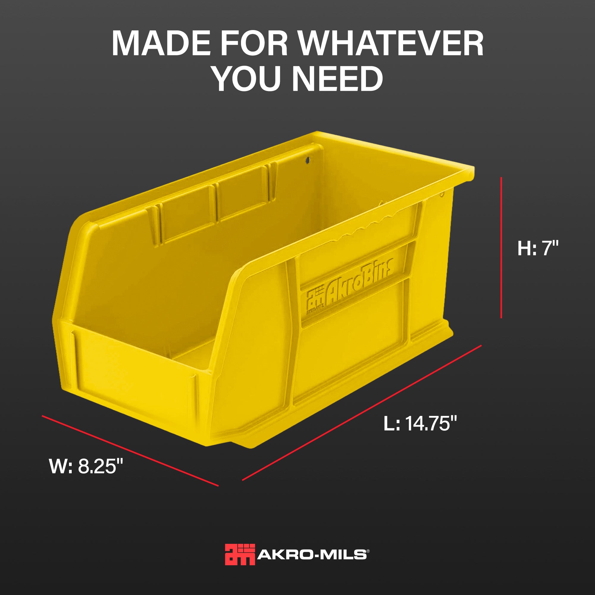Akro-Mils 12 Pack AkroBins Plastic Storage Bins, Space-Saving Organizers, Yellow - VMInnovations
