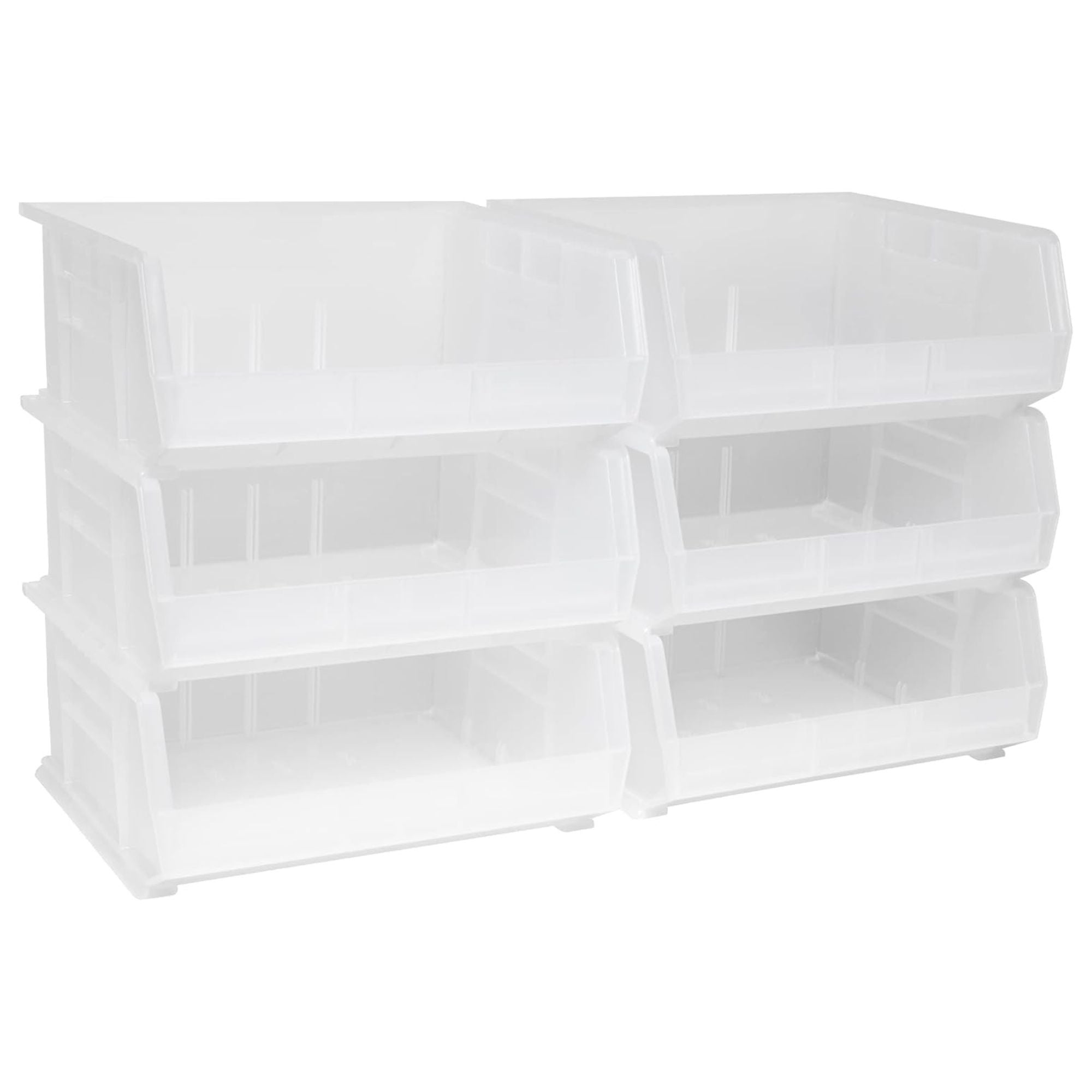 Akro-Mils 6 Pack AkroBins Plastic Storage Bins, Space-Saving Organizers, Clear - VMInnovations