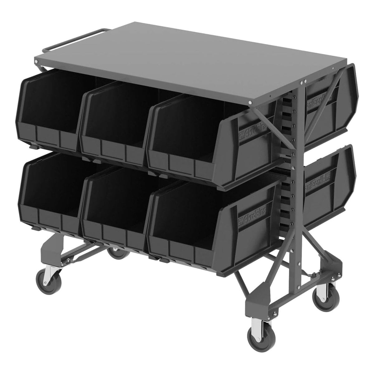 Akro-Mils 6 Pack AkroBins Plastic Storage Bins, Space-Saving Organizers, Black (Open Box)