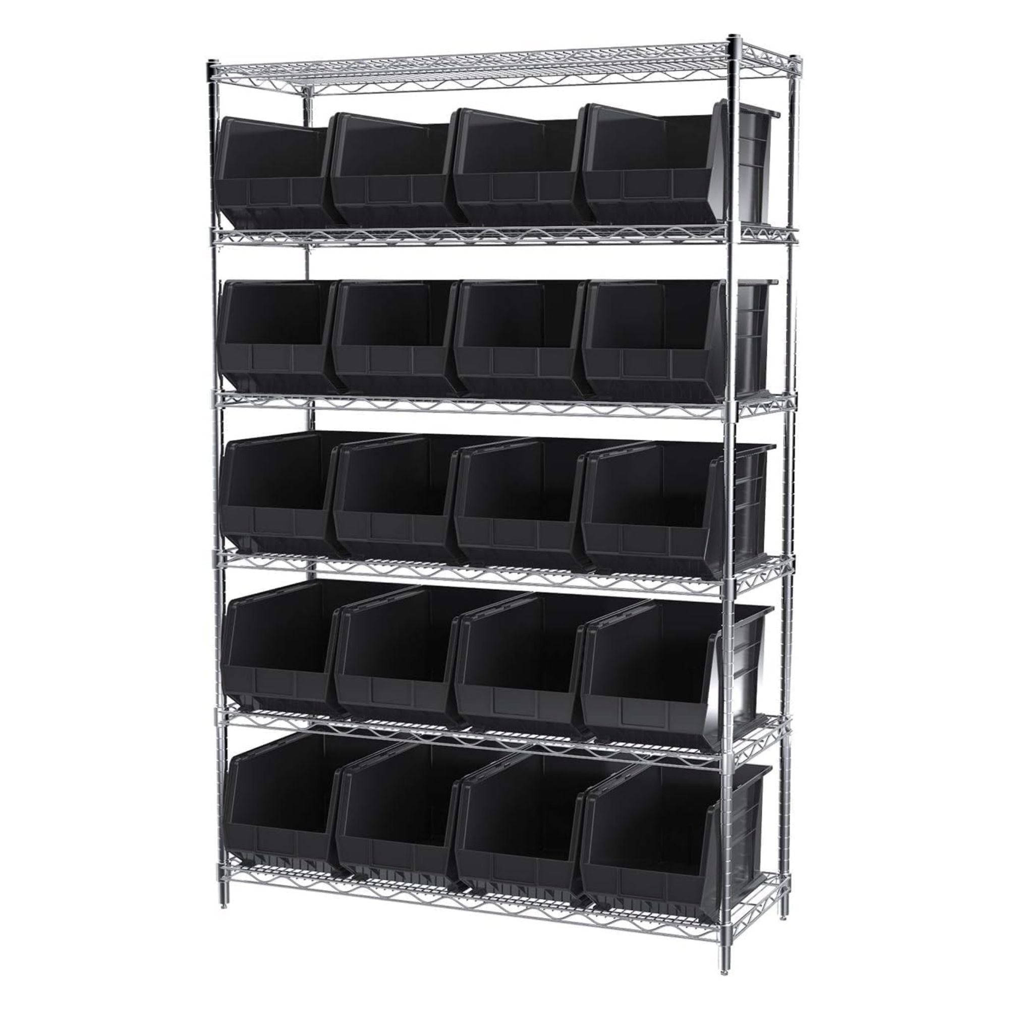 Akro-Mils 6 Pack AkroBins Plastic Storage Bins, Space-Saving Organizers, Black (Open Box)