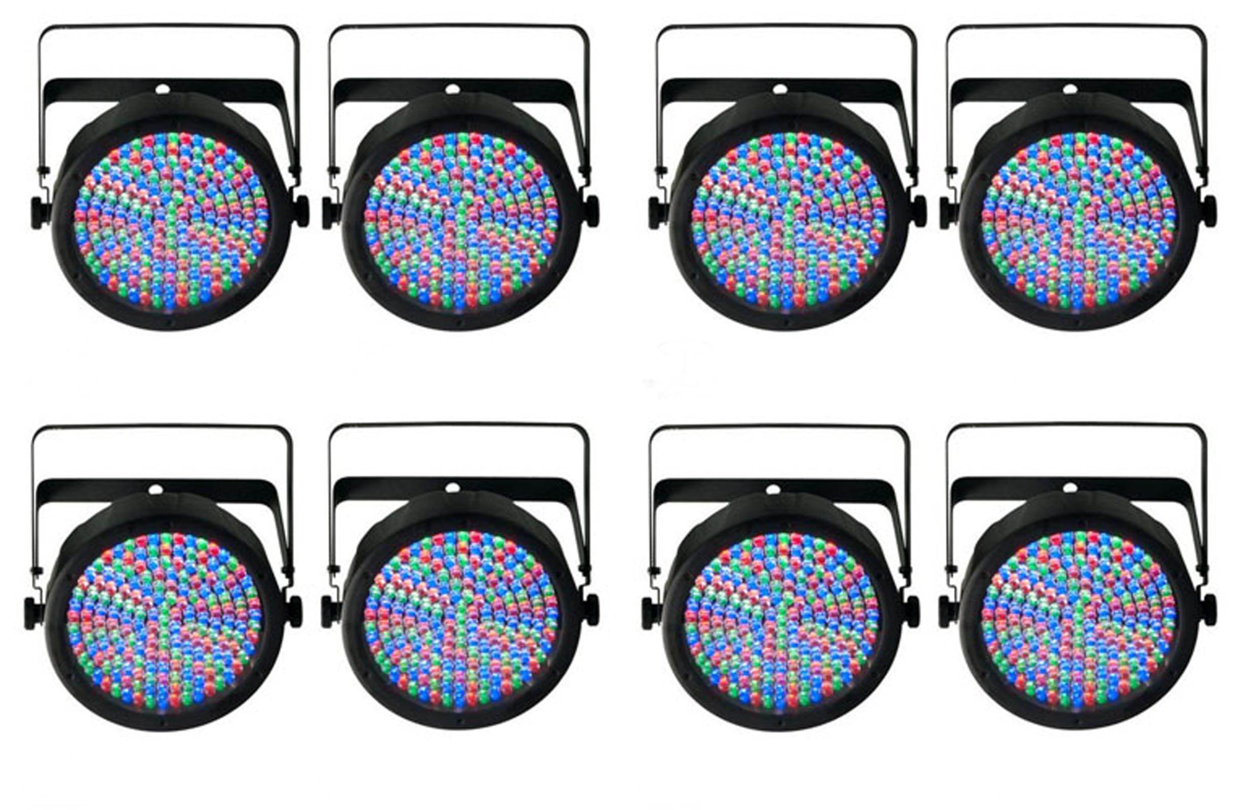(8) Chauvet SlimPar 64 LED DMX Slim Par Can Stage Pro DJ RGB Lighting Effects