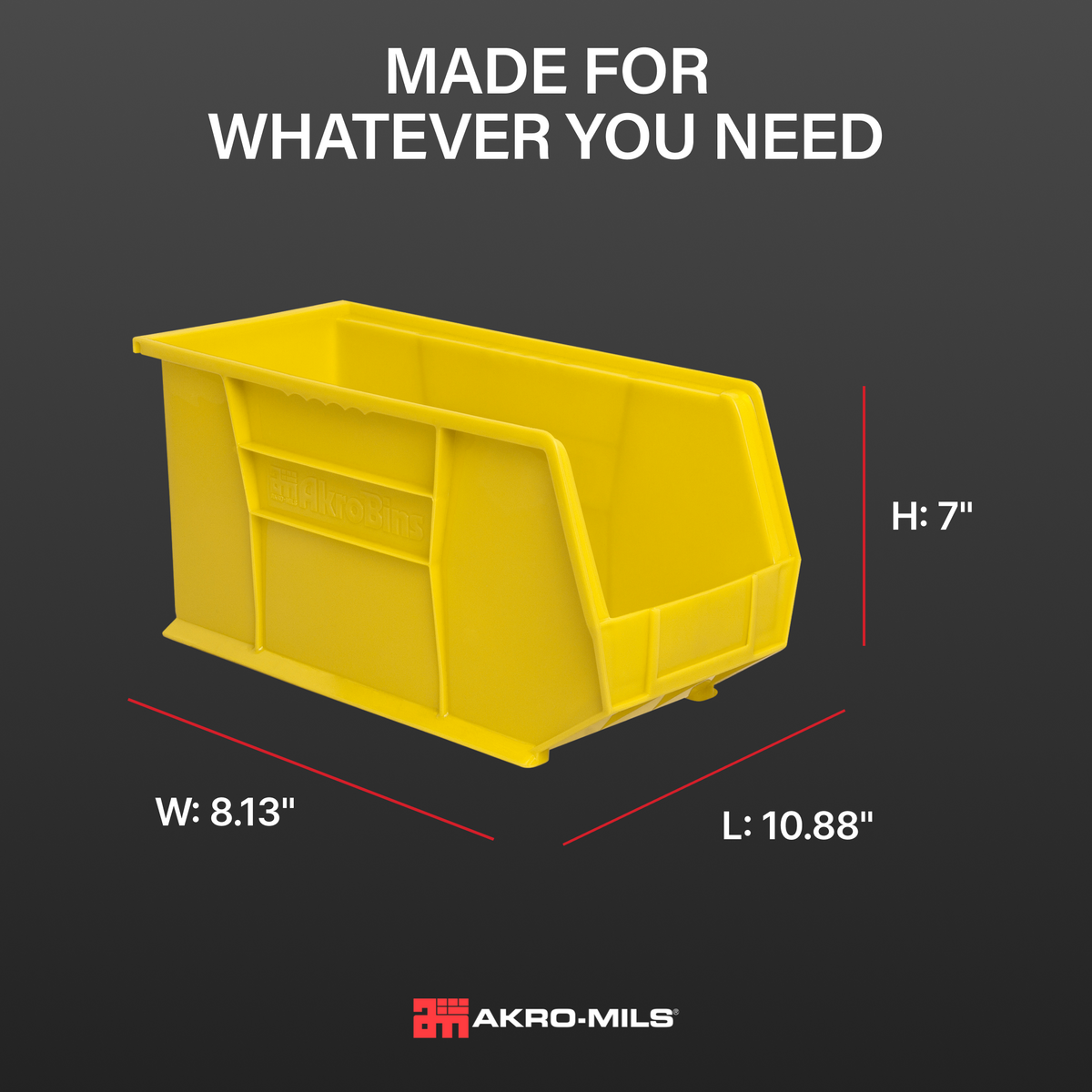 Akro-Mils 6 Pack AkroBins Plastic Storage Bins, Space-Saving Organizers, Yellow