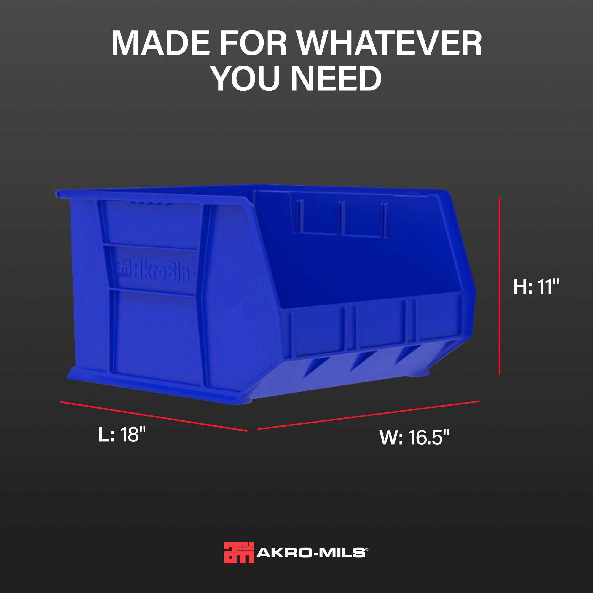 Akro-Mils 3 Pack AkroBins Plastic Storage Bins, Space-Saving Organizers, Blue - VMInnovations