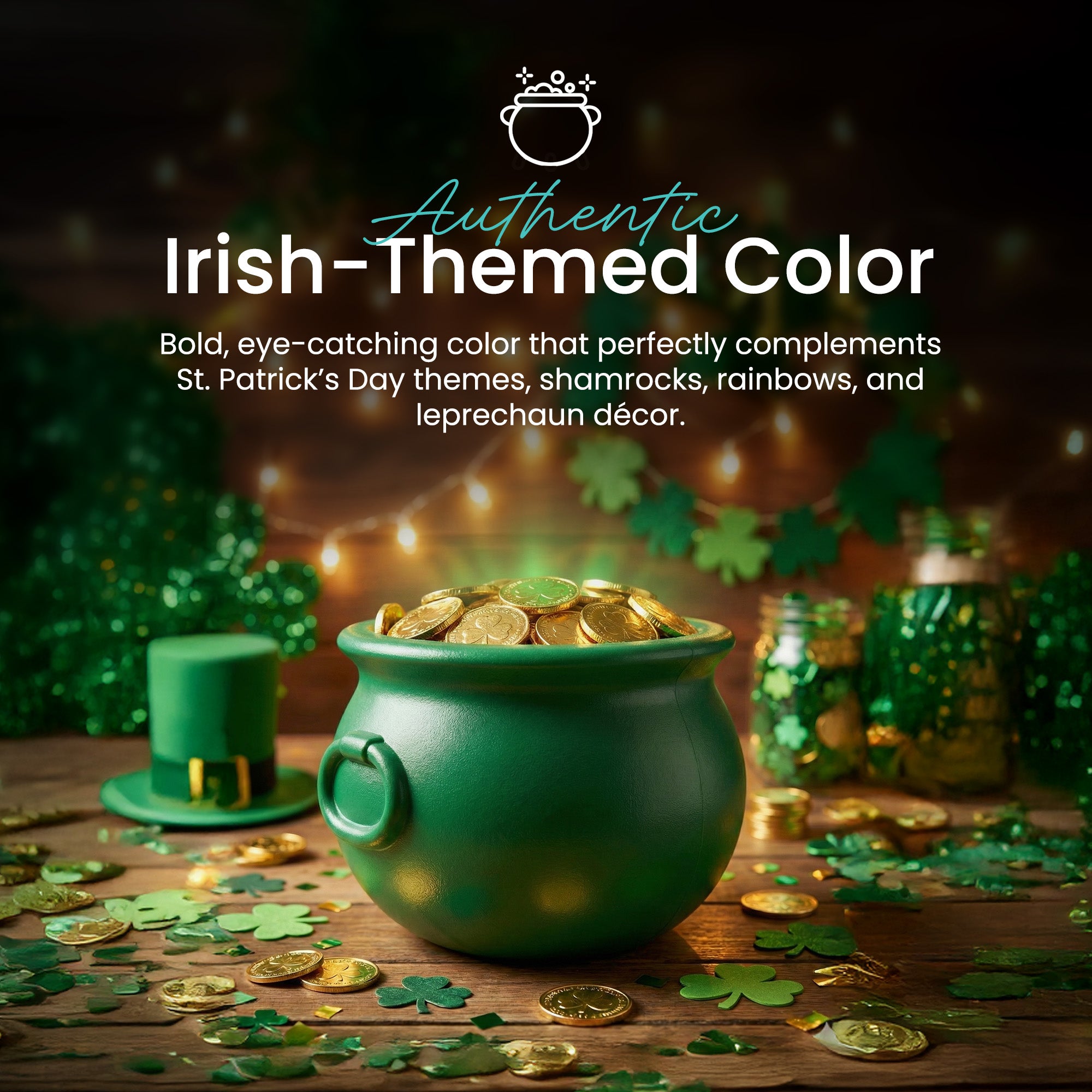 Union Products St. Patrick's Day Cauldron 8" Treat Holder Container, Kelly Green - VMInnovations