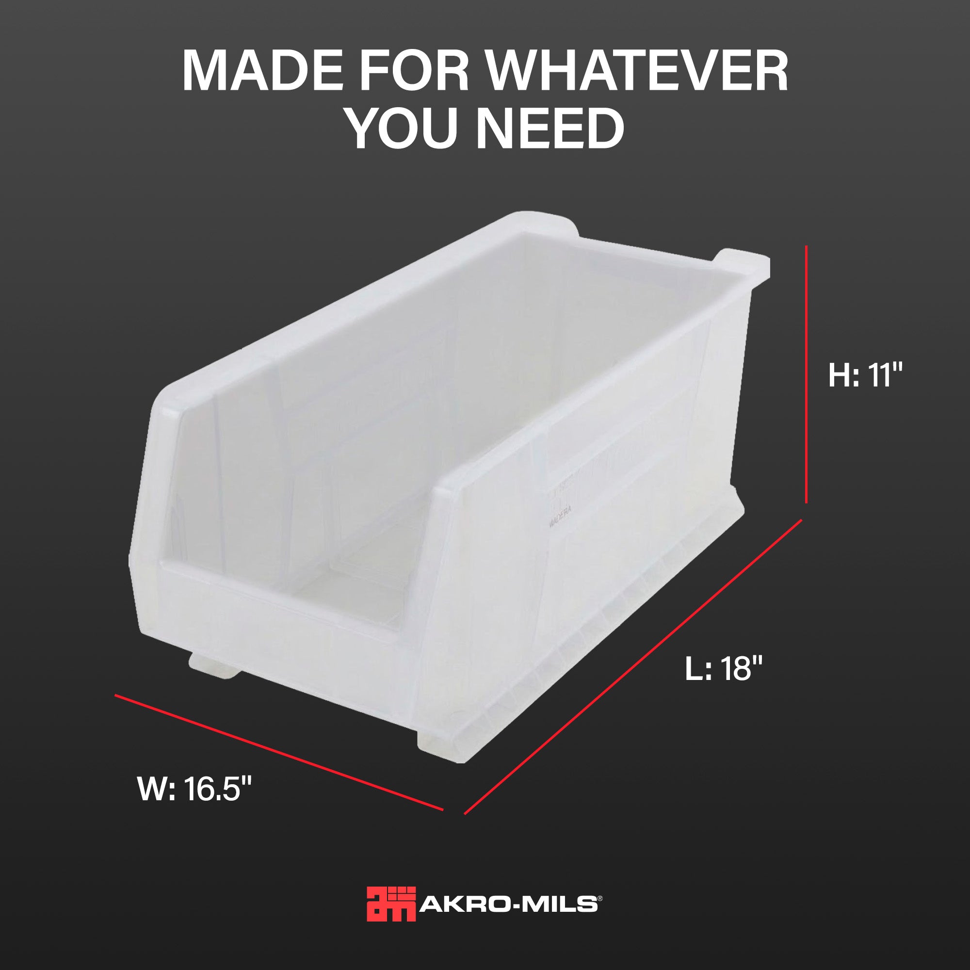 Akro-Mils 3 Pack AkroBins Plastic Storage Bins, Space-Saving Organizers, Clear (Open Box)