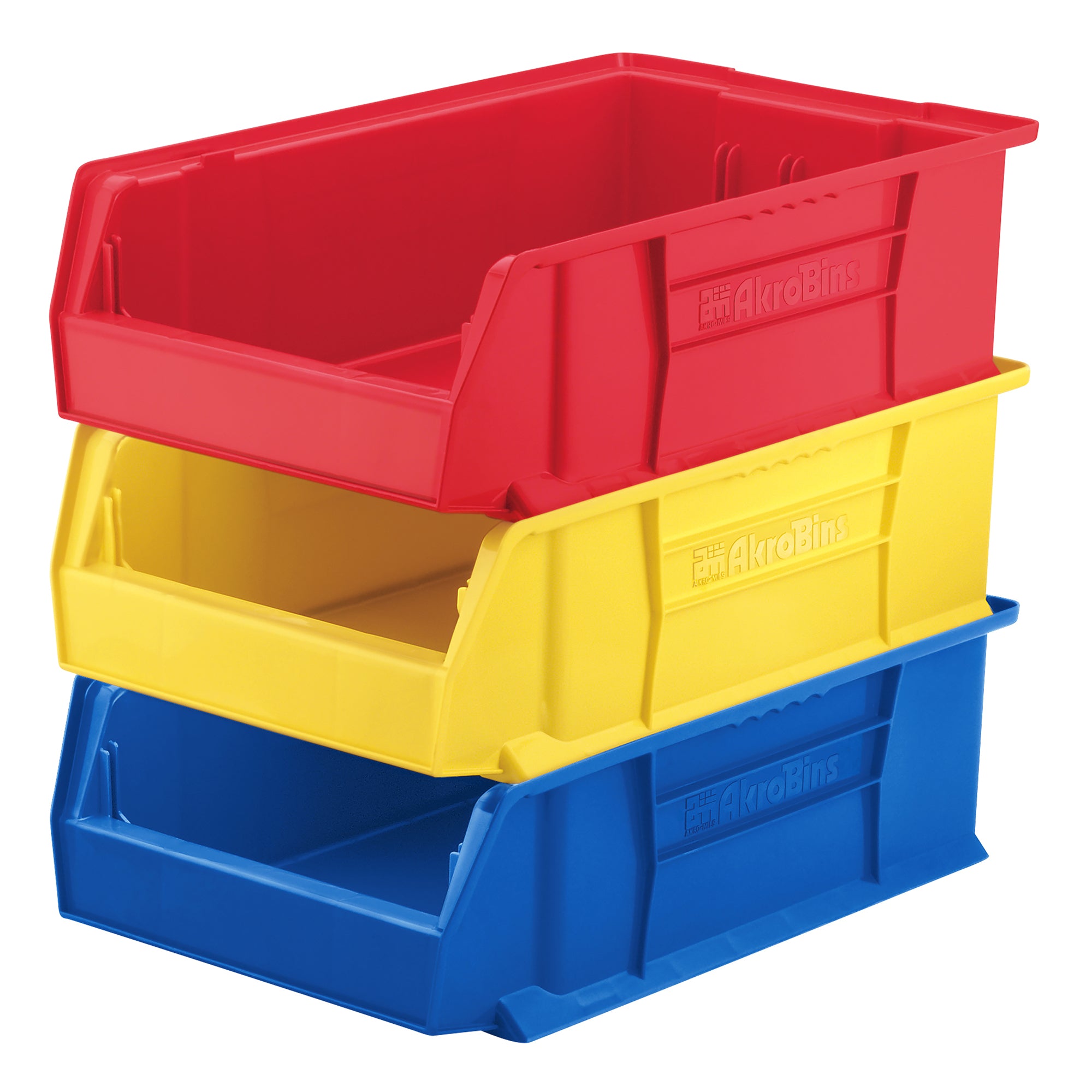 Akro-Mils 4 Pack AkroBins Plastic Storage Bins, Space-Saving Organizers, Red - VMInnovations