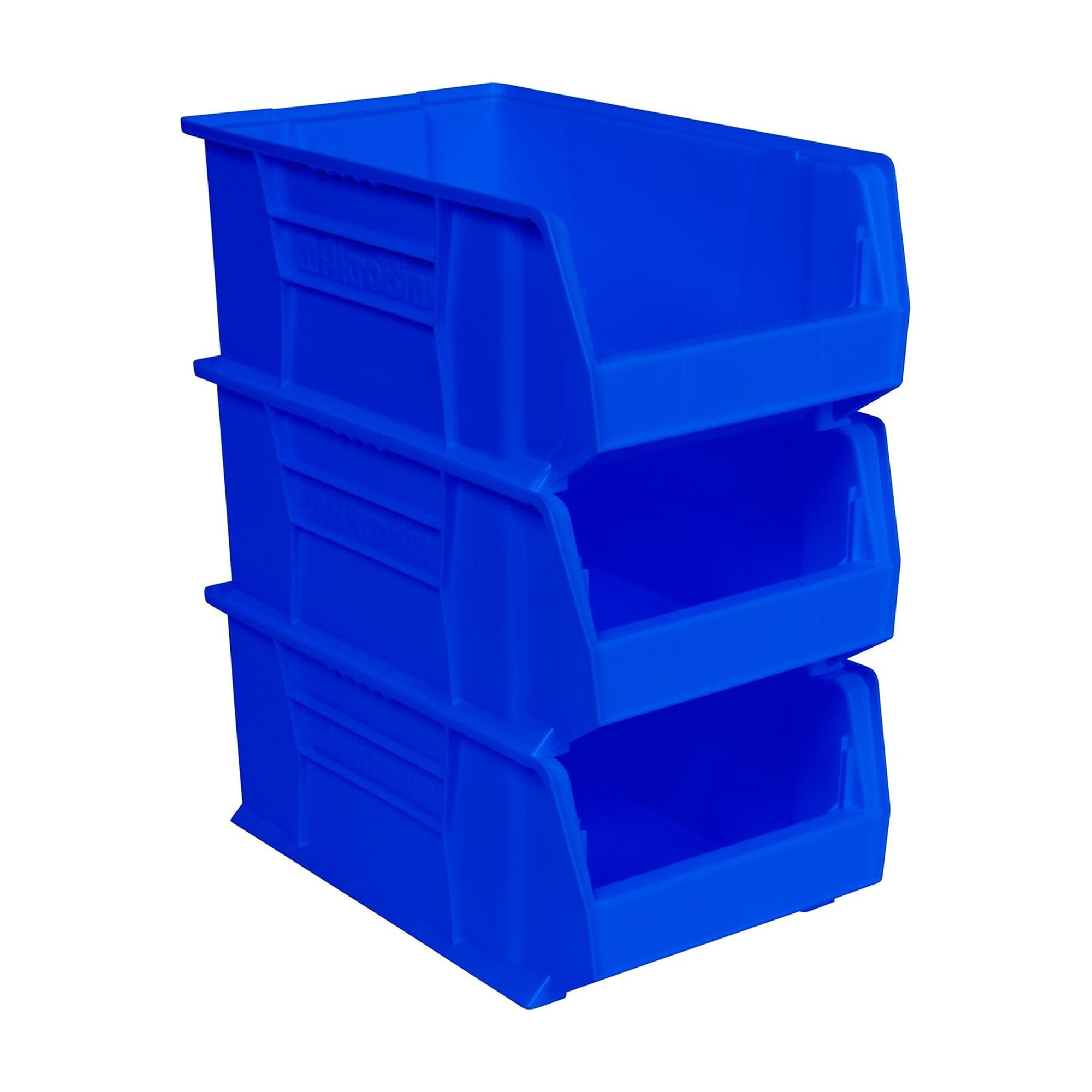 Akro-Mils 3 Pack AkroBins Plastic Storage Bins, Space-Saving Organizers, Blue - VMInnovations