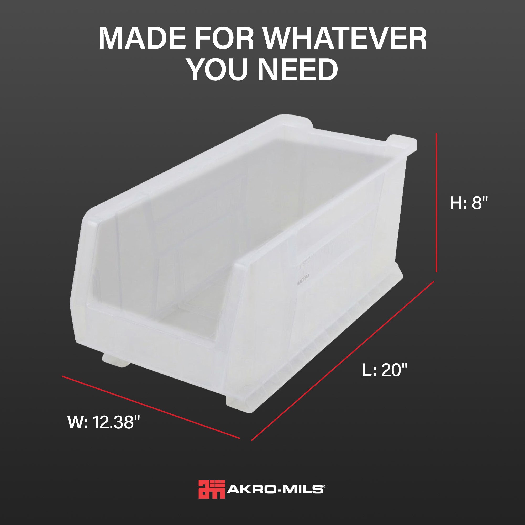 Akro-Mils 3 Pack AkroBins Plastic Storage Bins, Space-Saving Organizers, Clear - VMInnovations