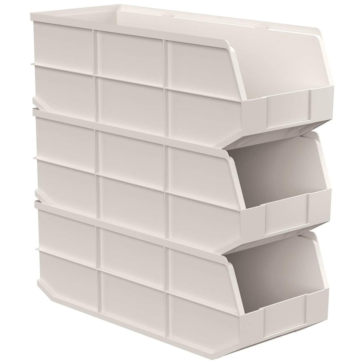 Akro-Mils 6 Pack AkroBins Plastic Storage Bins, Space-Saving Organizers, Beige