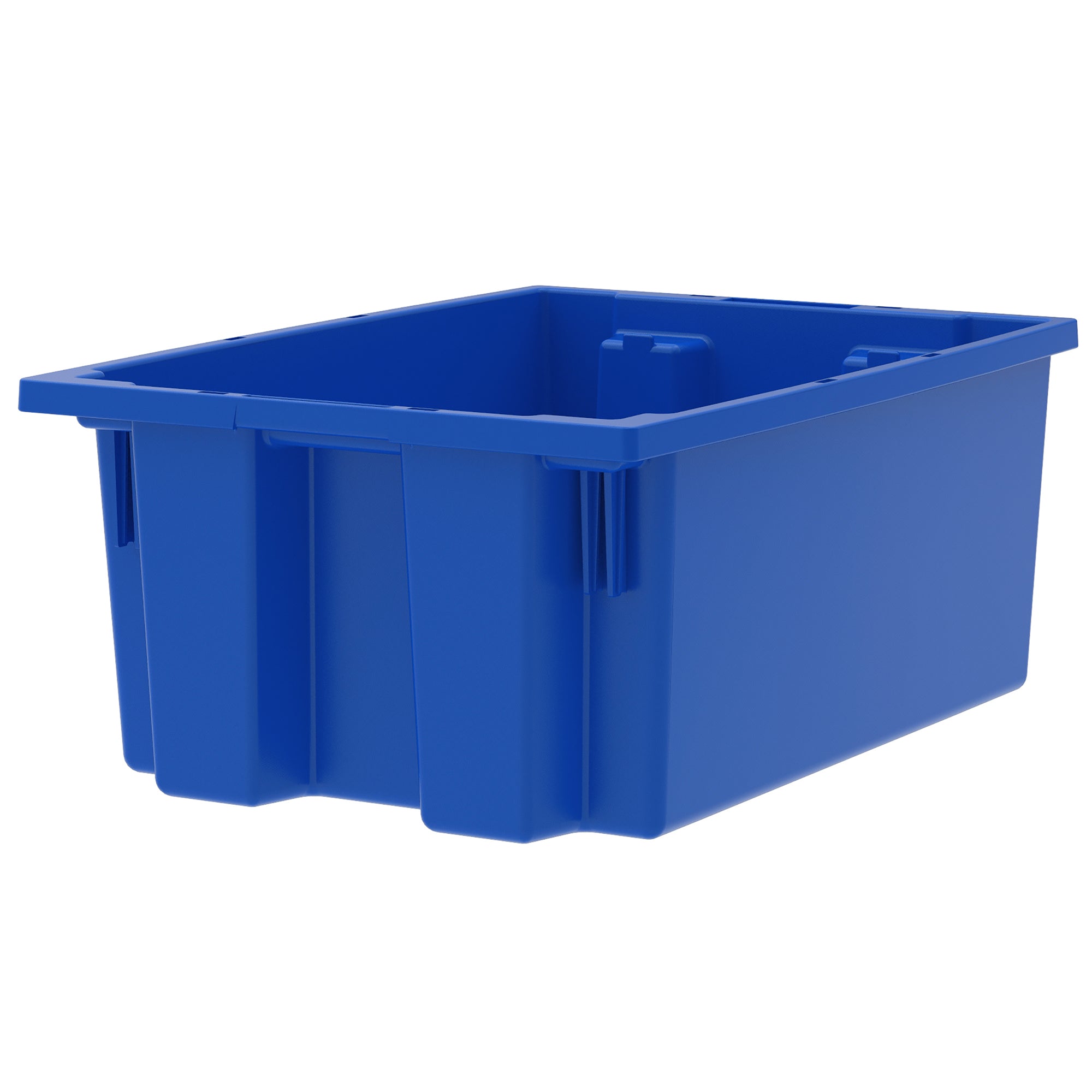 Akro-Mils 6 Pack Nest and Stack Plastic Storage Tote, 19.5" x 13.5" x 8", Blue