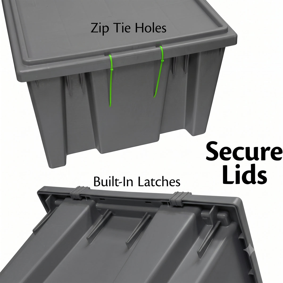 Akro-Mils 6 Pack Nest and Stack Plastic Storage Tote, 19.5" x 13.5" x 8", Grey