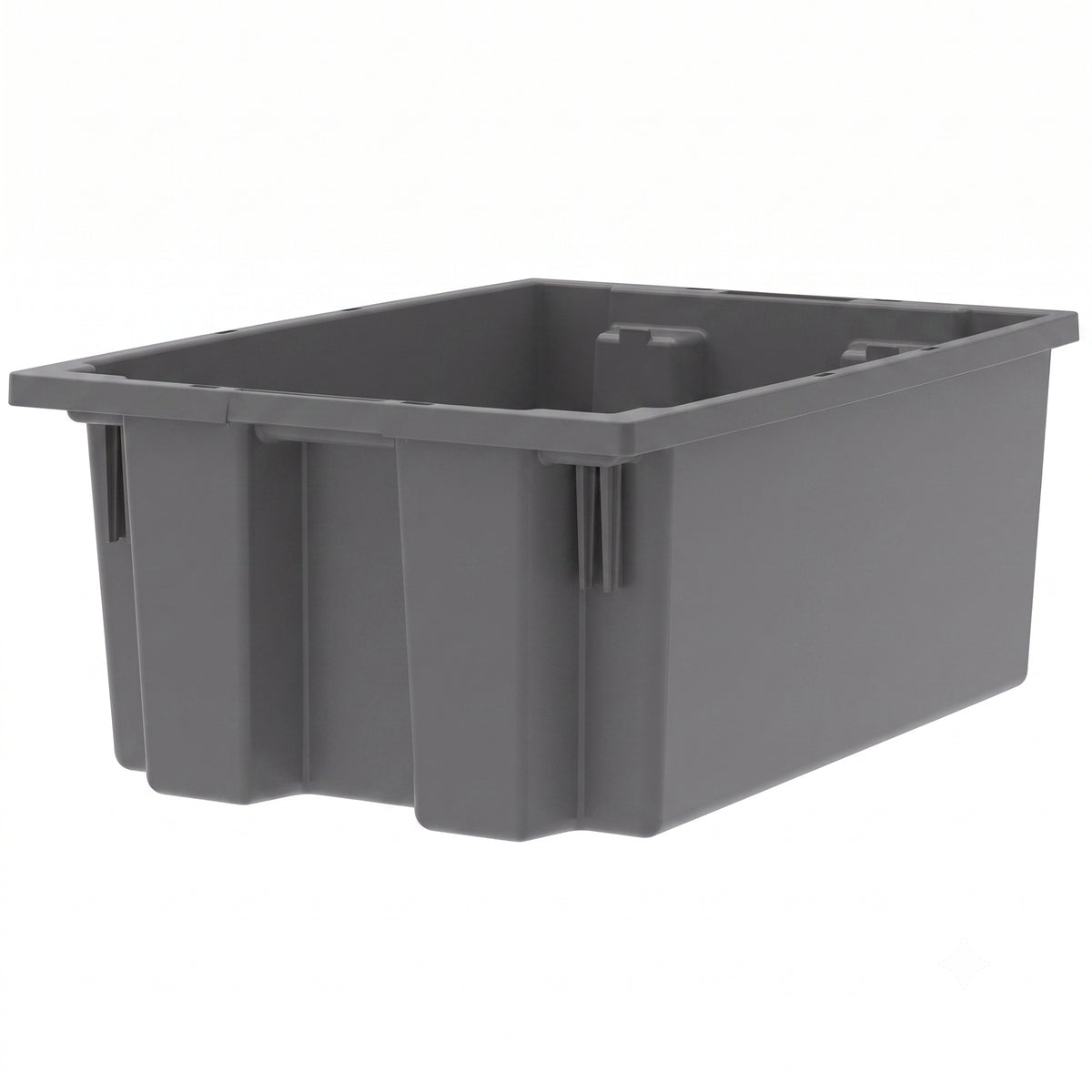 Akro-Mils 6 Pack Nest and Stack Plastic Storage Tote, 19.5" x 13.5" x 8", Grey