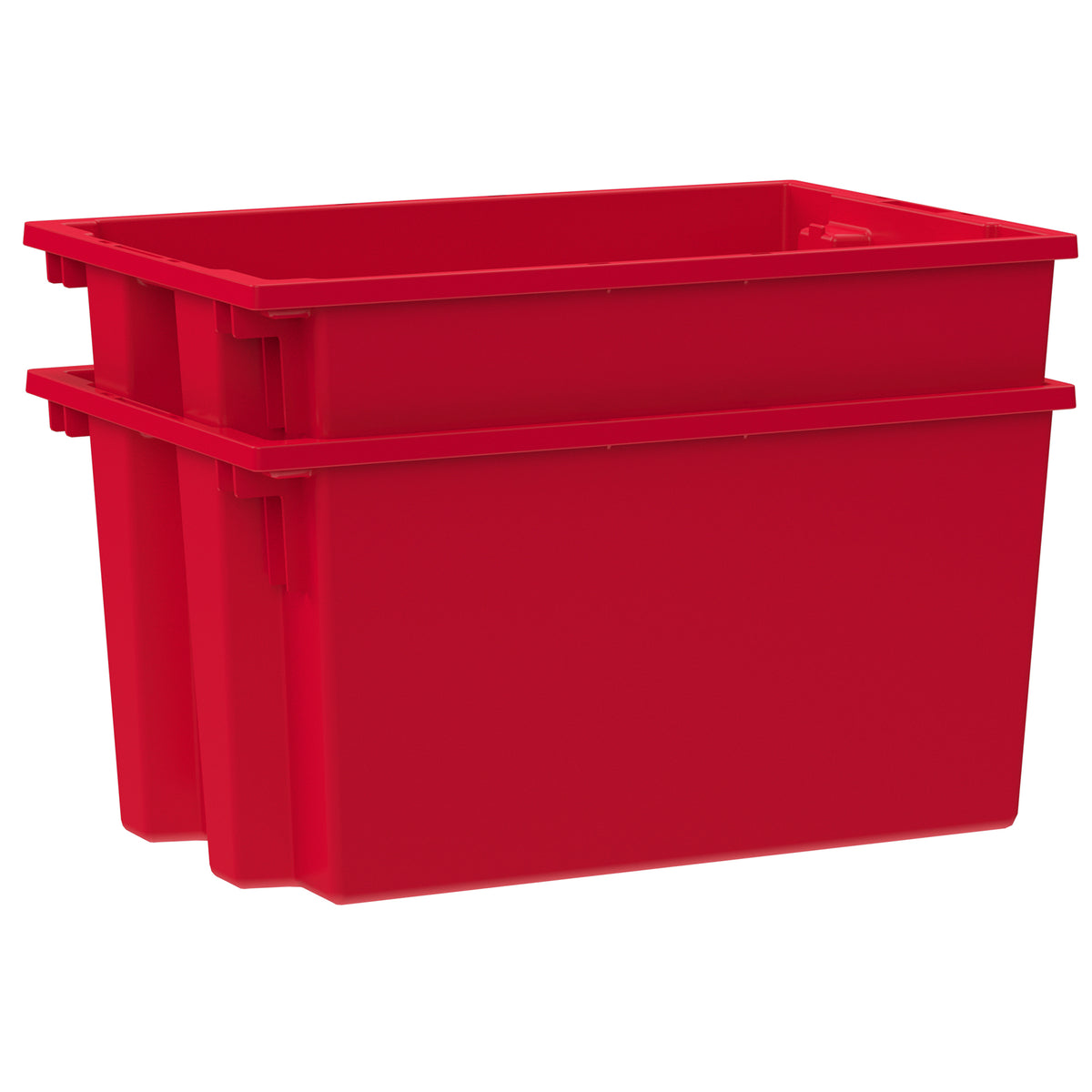 Akro-Mils 3 Pack Nest and Stack Plastic Storage Tote, 23.5" x 19.5" x 10", Red