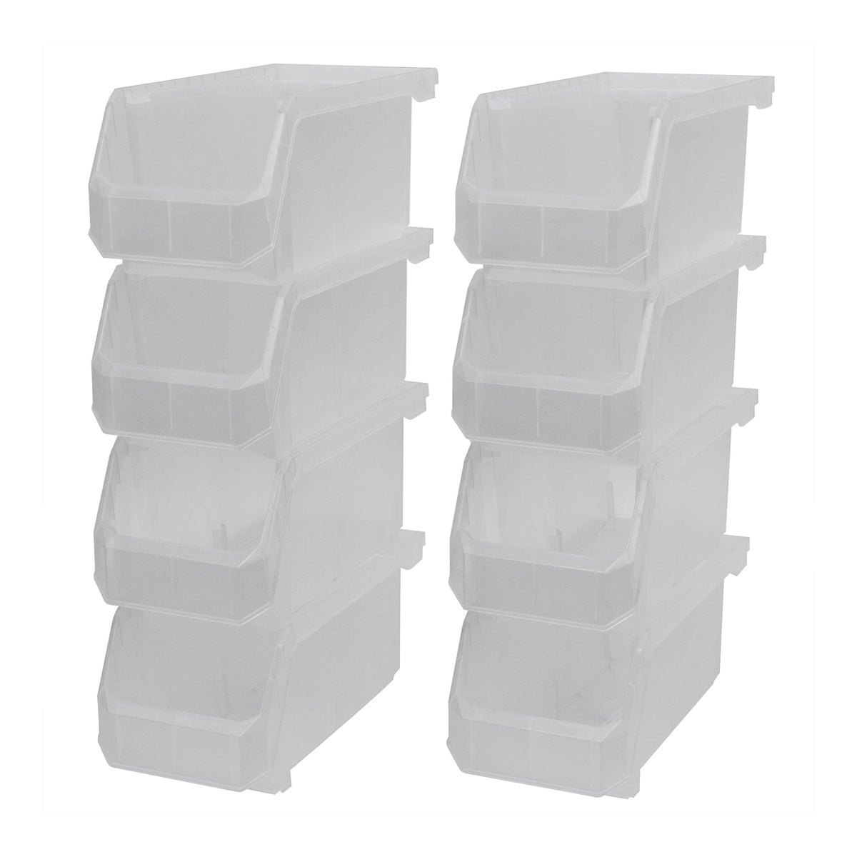 ReadySpace Medium Plastic Storage Bins, Stackable Organizer, Clear (Open Box) - VMInnovations