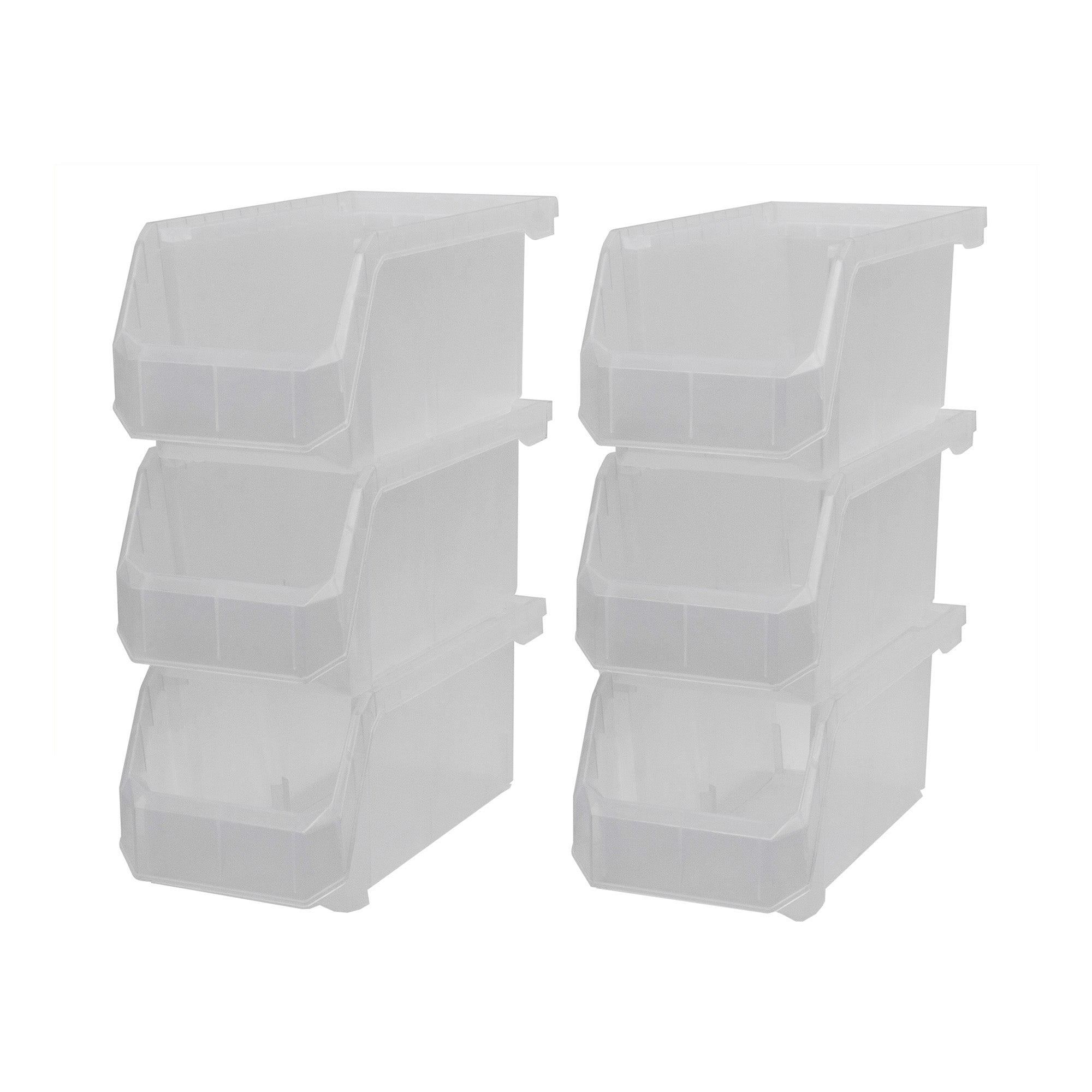 ReadySpace Large Plastic Storage Bins, Stackable Organizer, 6 Pk (Open Box) - VMInnovations