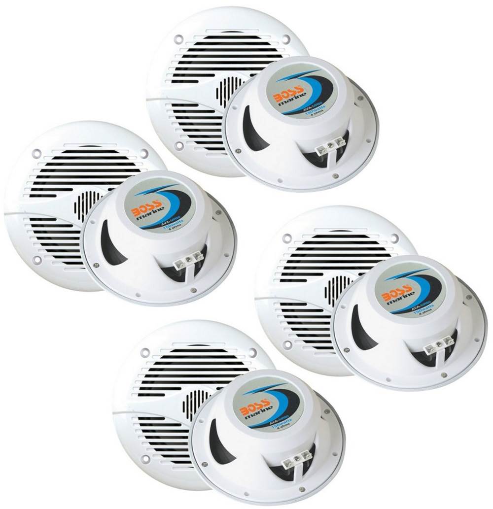 BOSS MR60W 6.5" 800W Water Resistant 2 Way Marine/Boat Speakers, White (8 Pack)
