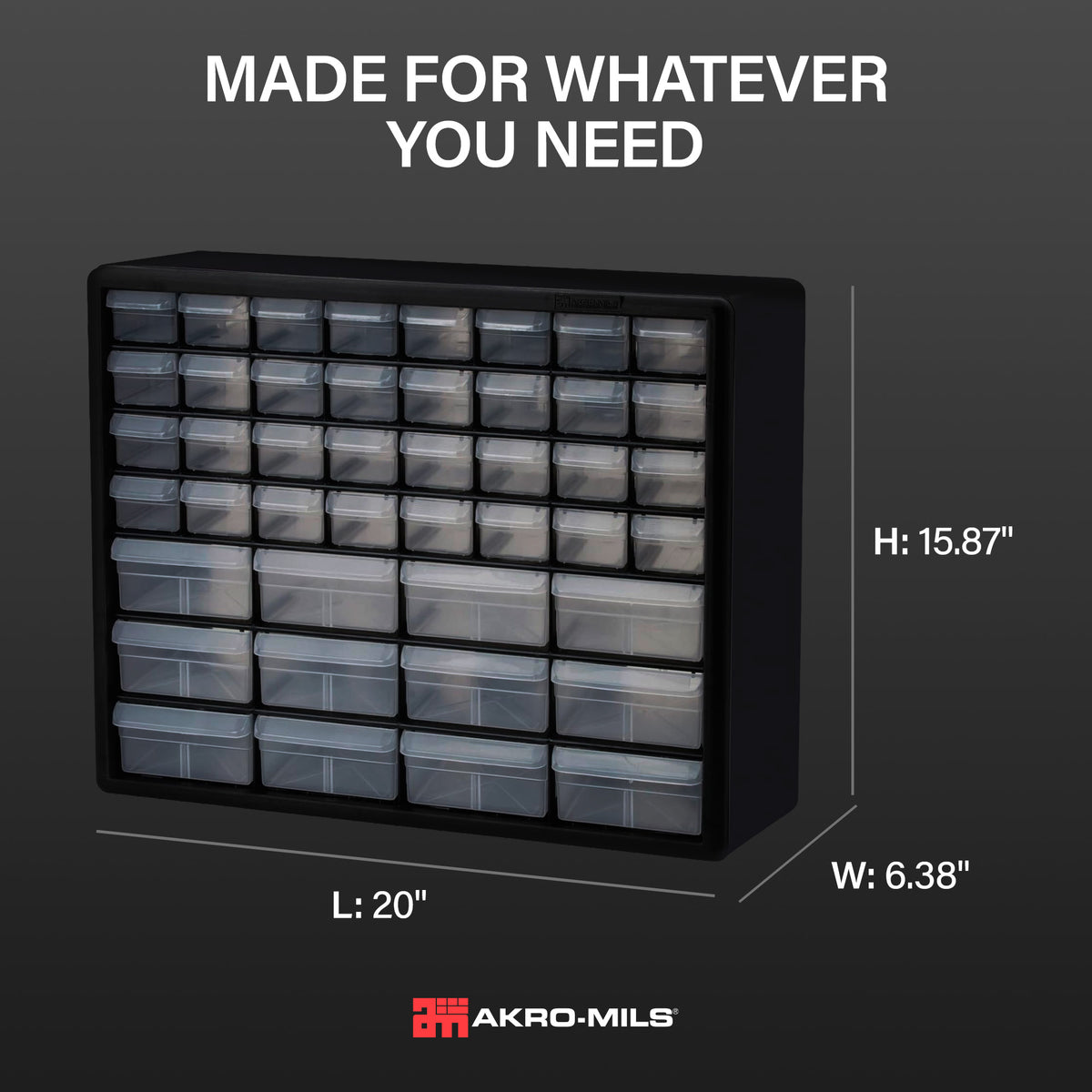 Akro-Mils 44 Drawer Plastic Storage Organizer Cabinet for Garage Use, Black - VMInnovations