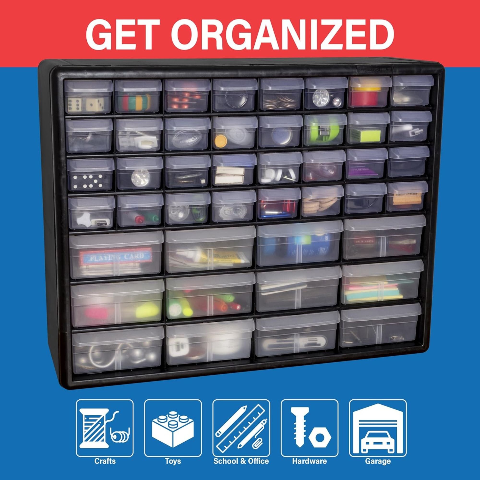 Akro-Mils 44 Drawer Plastic Storage Organizer Cabinet for Garage Use (Open Box) - VMInnovations