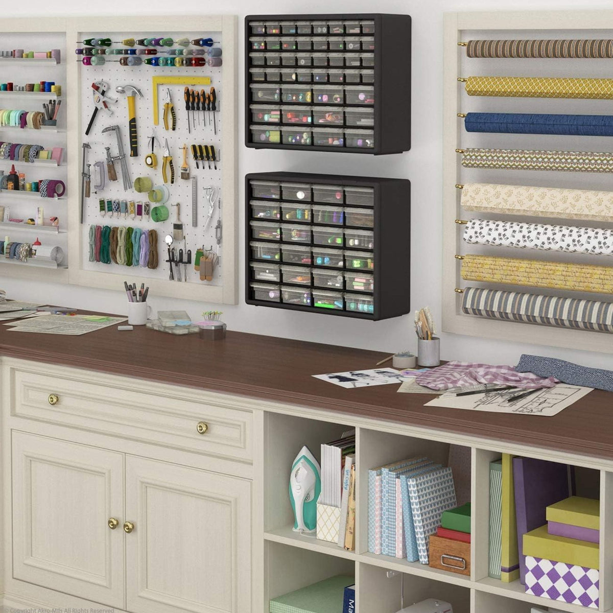 Akro-Mils 44 Drawer Plastic Storage Organizer Cabinet for Garage Use, Black - VMInnovations