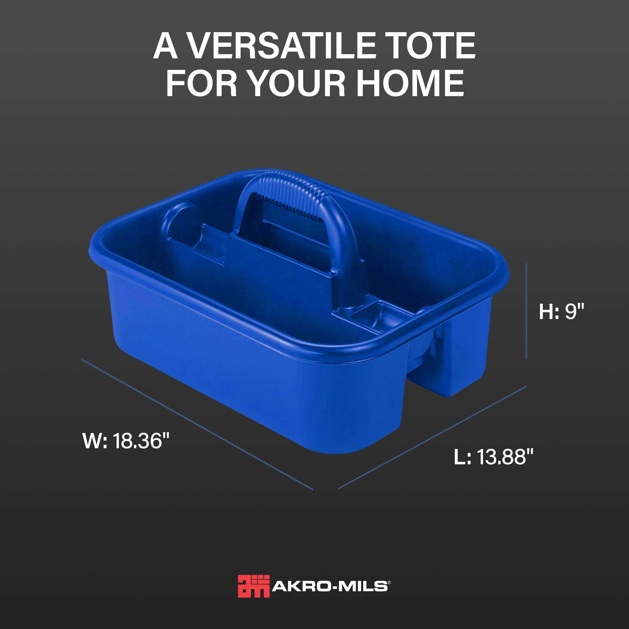 Akro-Mils Plastic Tool Tote Organizer Caddy w/ Handle & Dual Compartments, Blue - VMInnovations