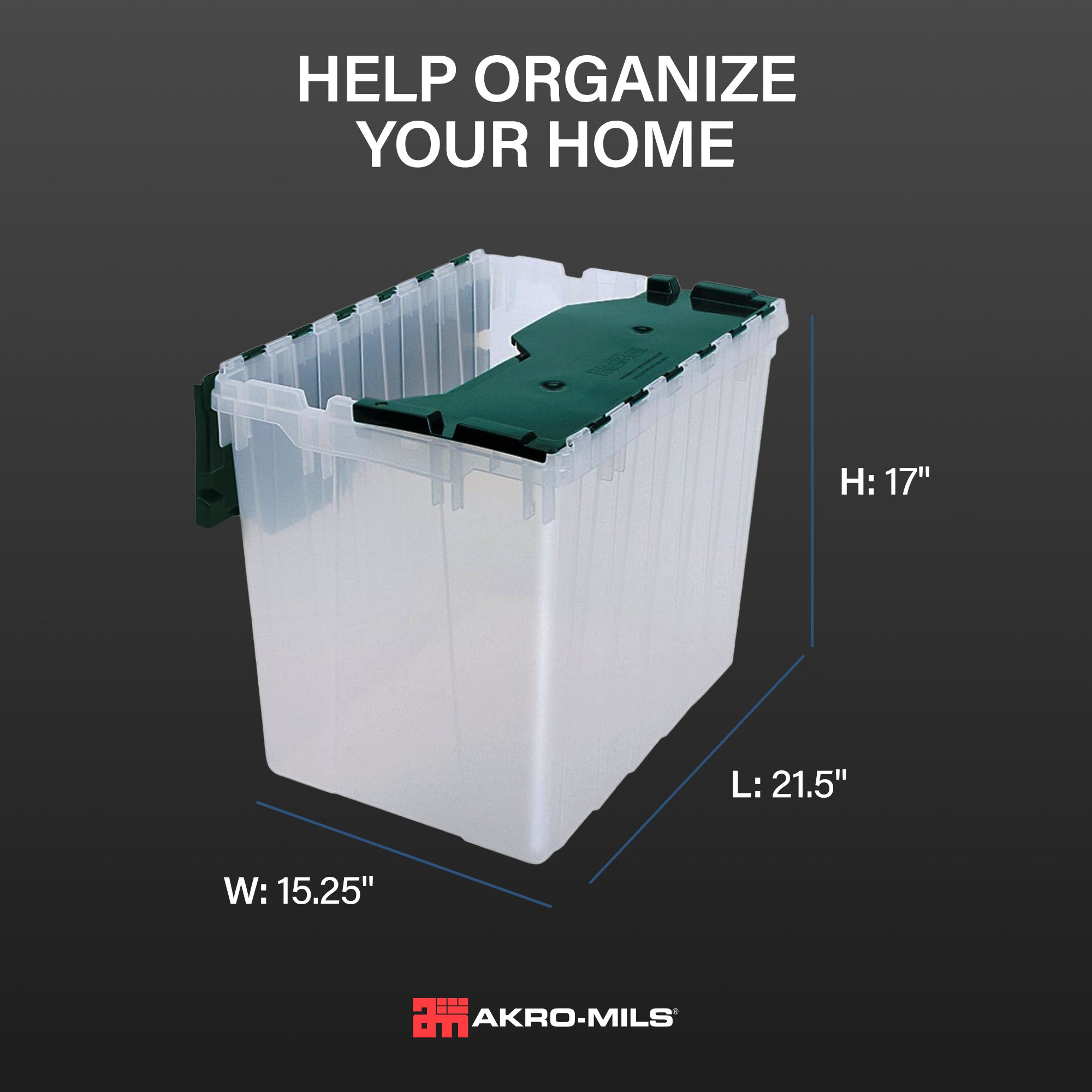 Akro-Mils KeepBox 18 Gal Plastic Storage Bin, Stackable Tote w/ Lid, Clear(Used)
